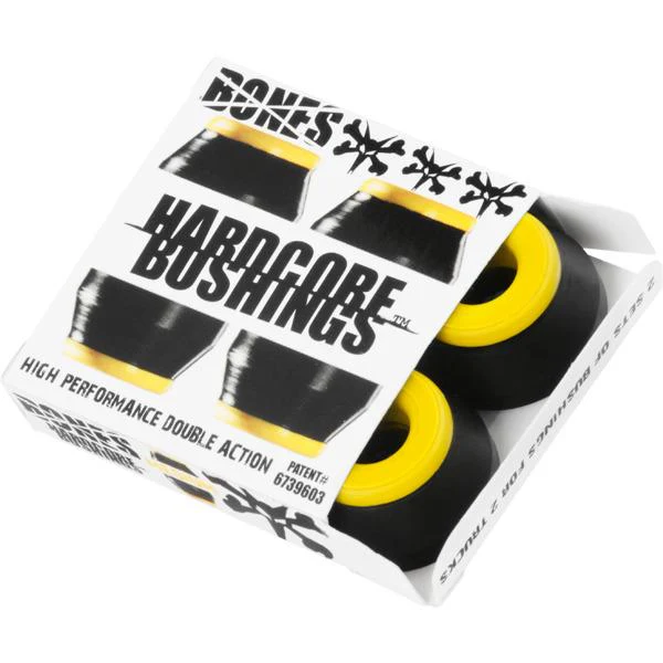Bones Hardcore Medium Bushings 91a - Black/Yellow (Set of 4) - Image 2