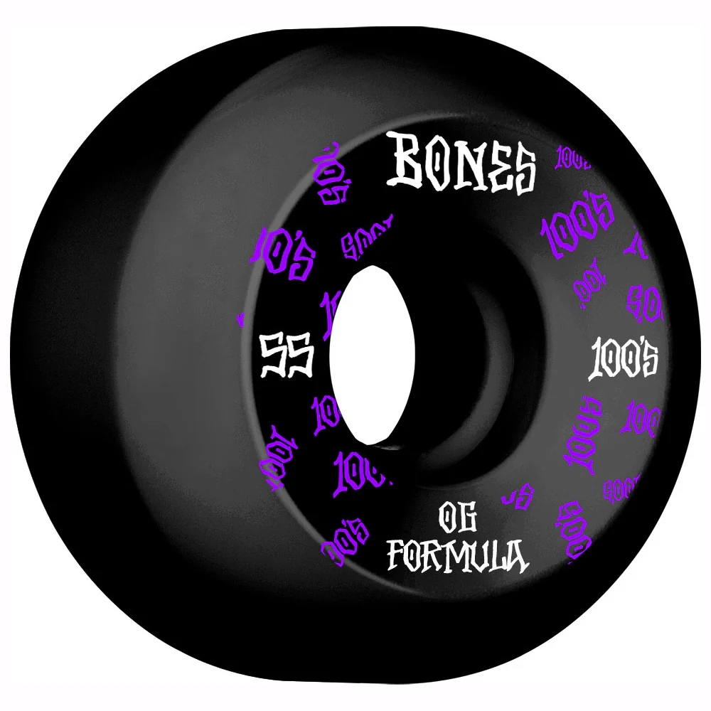 Bones OG 100's #3 V5 Sidecut 55mm 100a Wheels - Black (Set of 4)