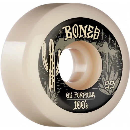 Bones OG 100's V5 Sidecut Desert West 55mm 100a Wheels - White (Set of 4)