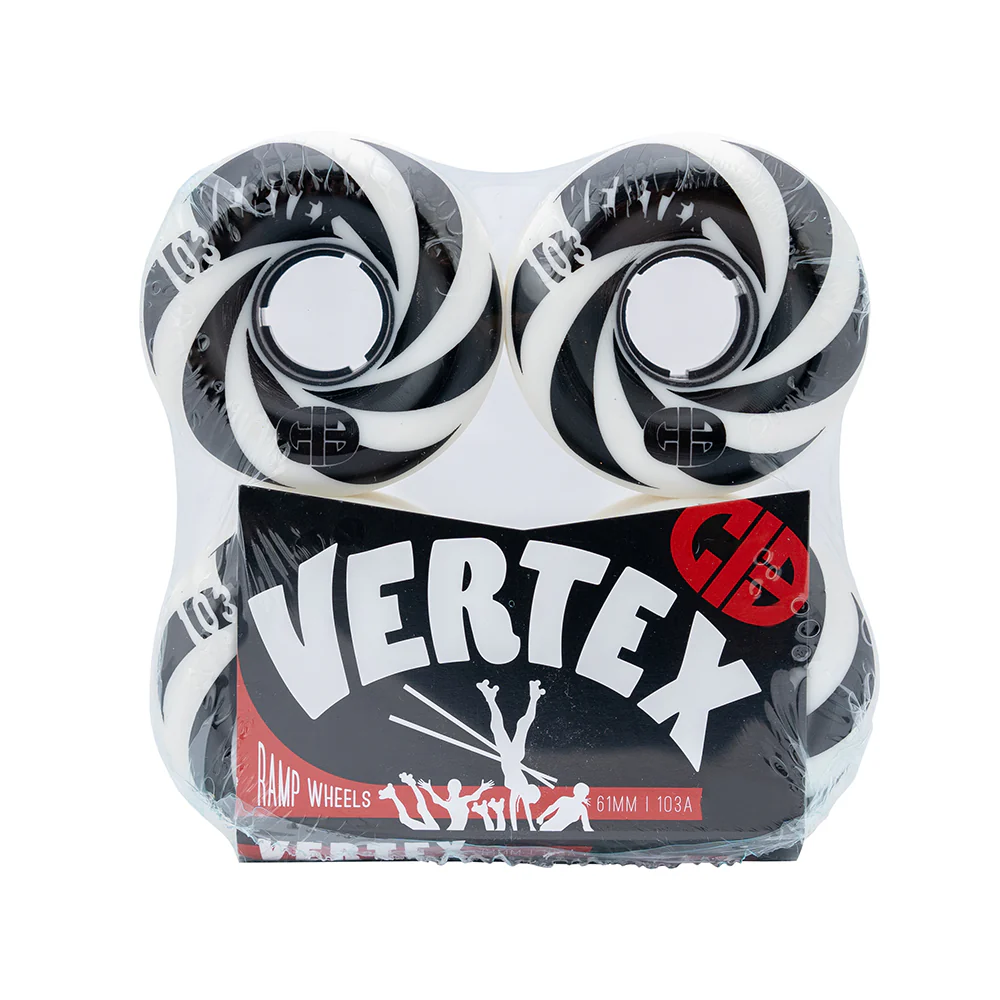 CIB Vertex Roller Skate Wheels 61mm 103a - Black/White (4 Pack) - Image 3