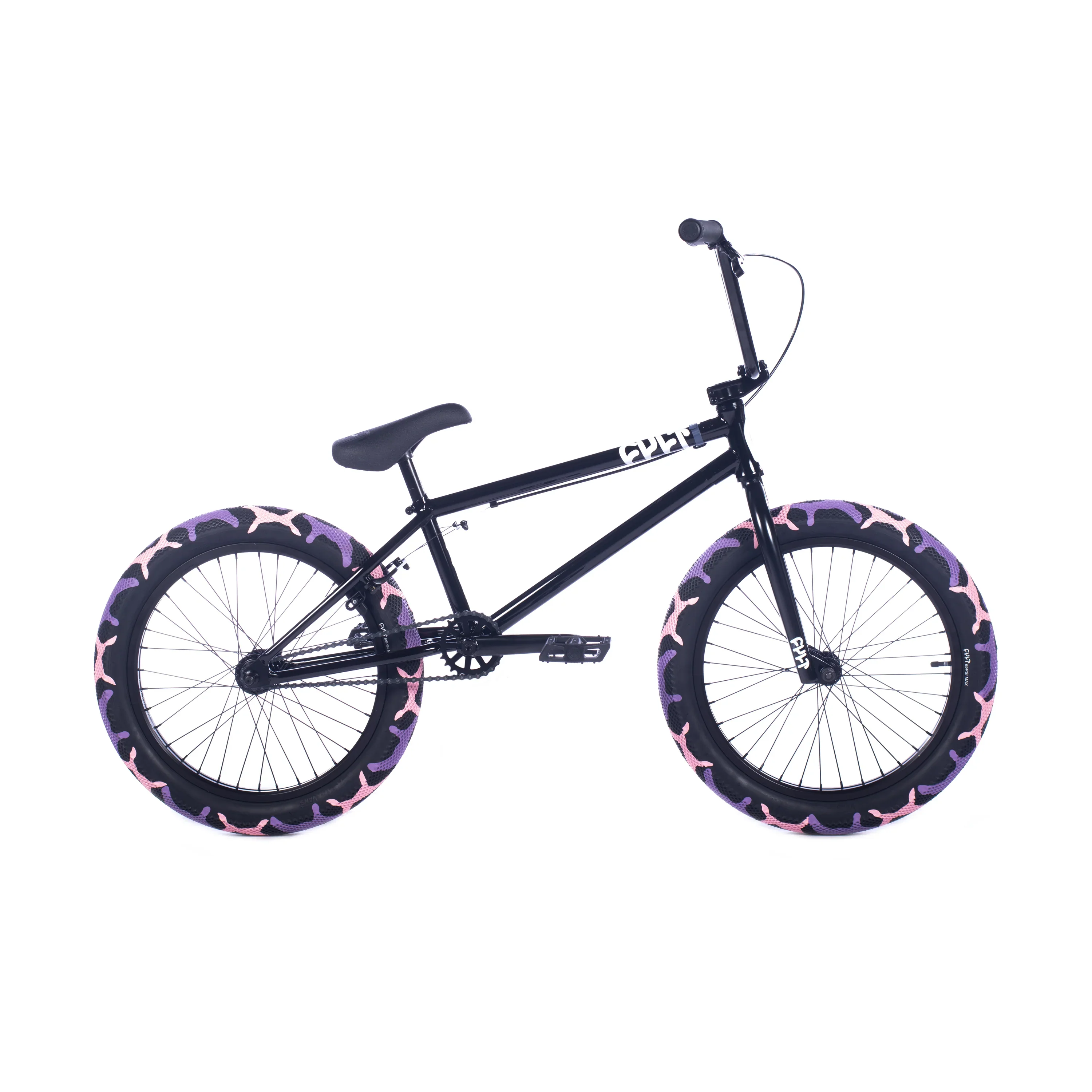 Cult Access 20″ Complete BMX Bike - Black/Purps Camo Tires