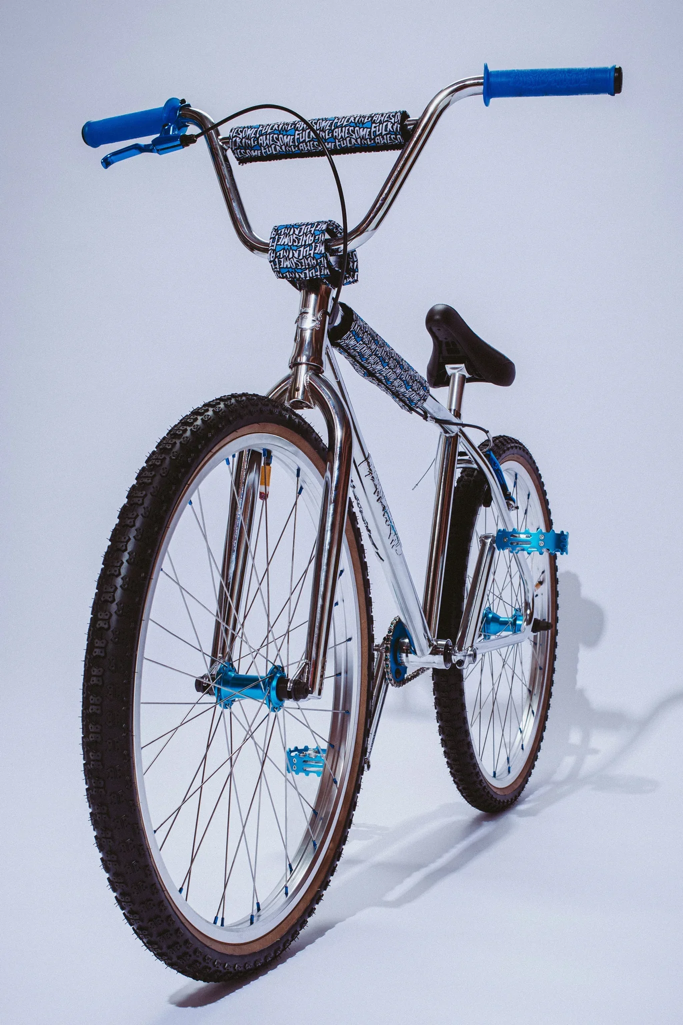 Cult x Fucking Awesome 26″ Cruiser Complete Bike - Chrome/Blue - Image 3