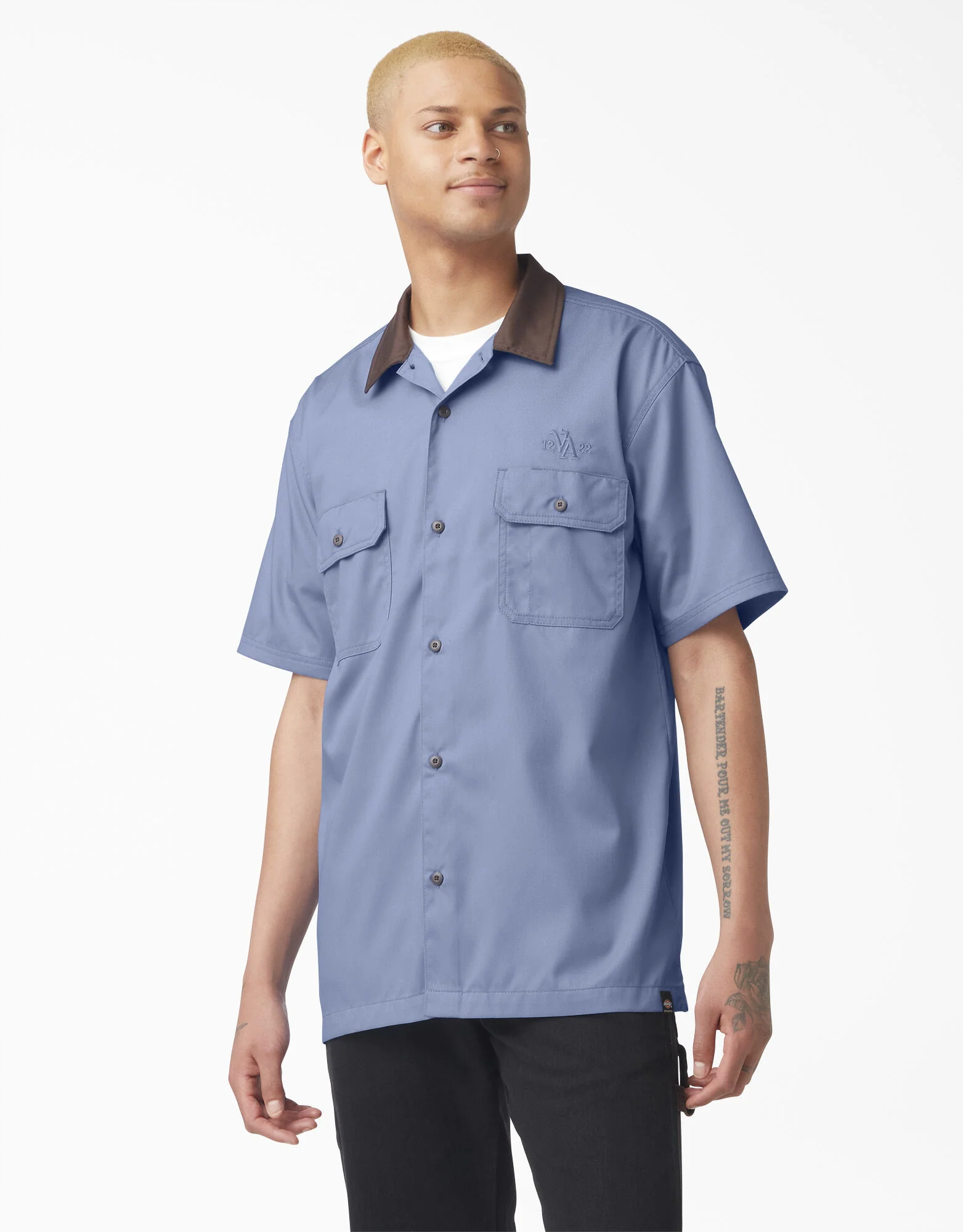 Dickies Vincent Alvarez Block Collar Work Shirt - Gulf Blue