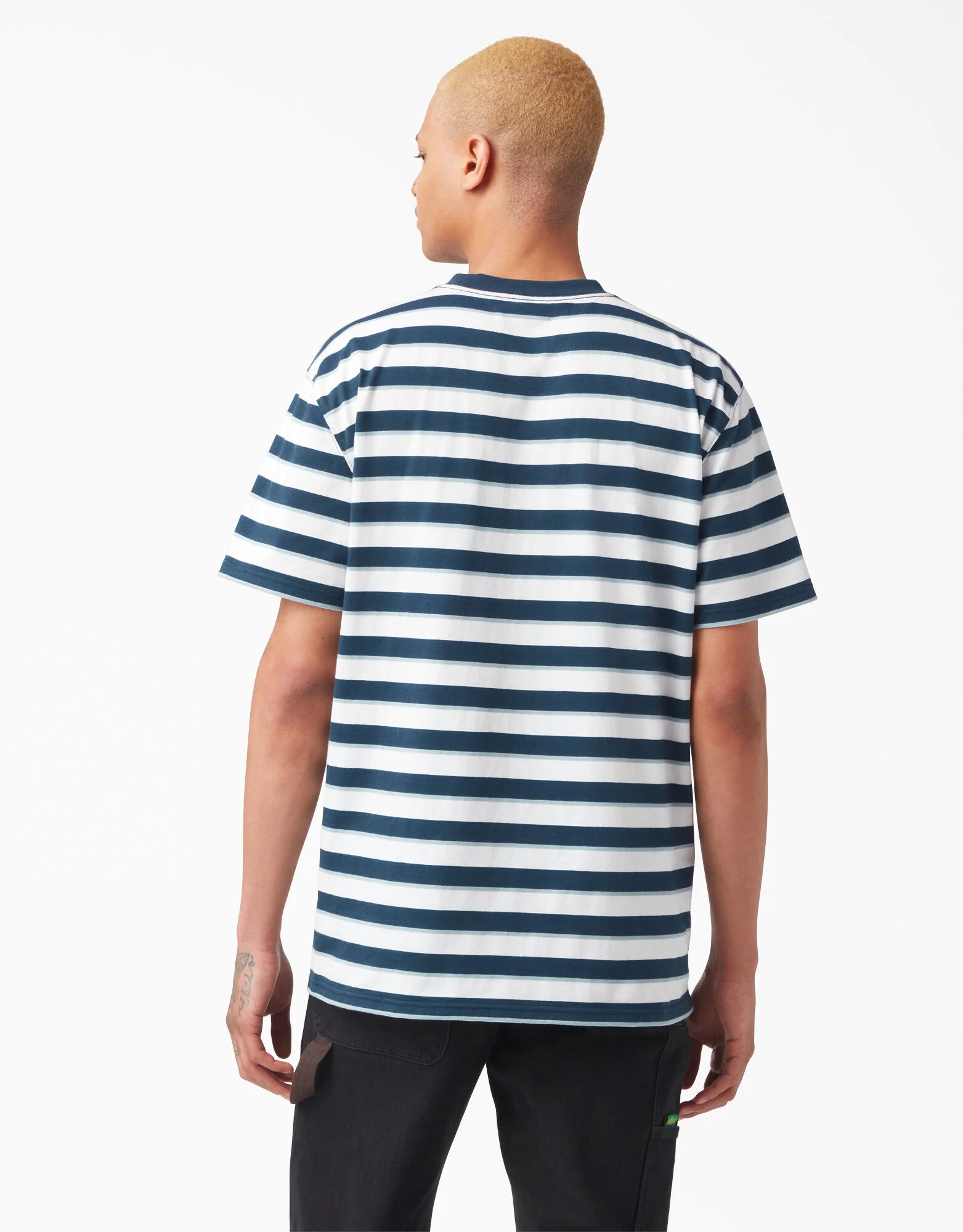 Dickies Vincent Alvarez Striped T-Shirt - Airforce Blue Stripe - Image 2