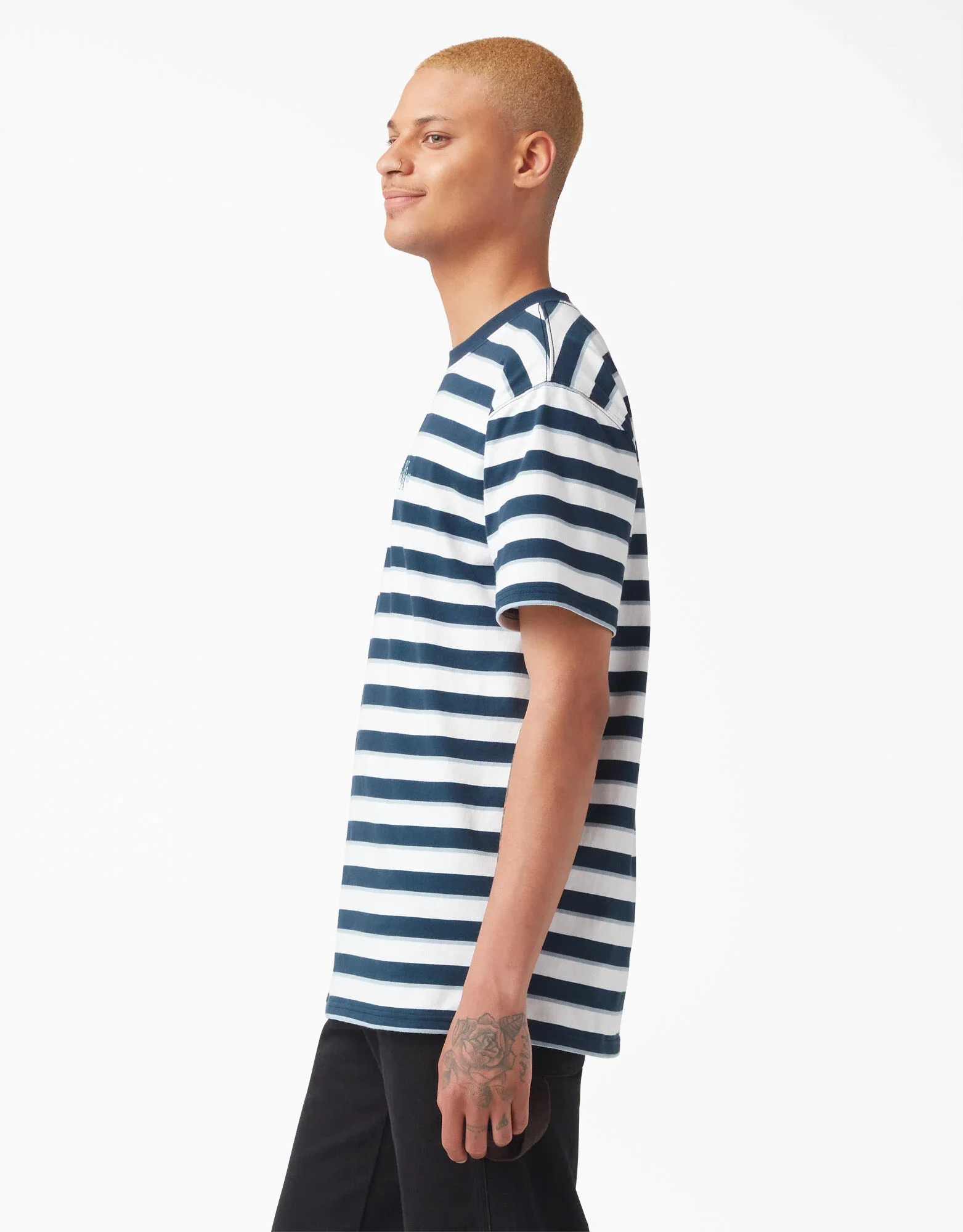 Dickies Vincent Alvarez Striped T-Shirt - Airforce Blue Stripe - Image 3