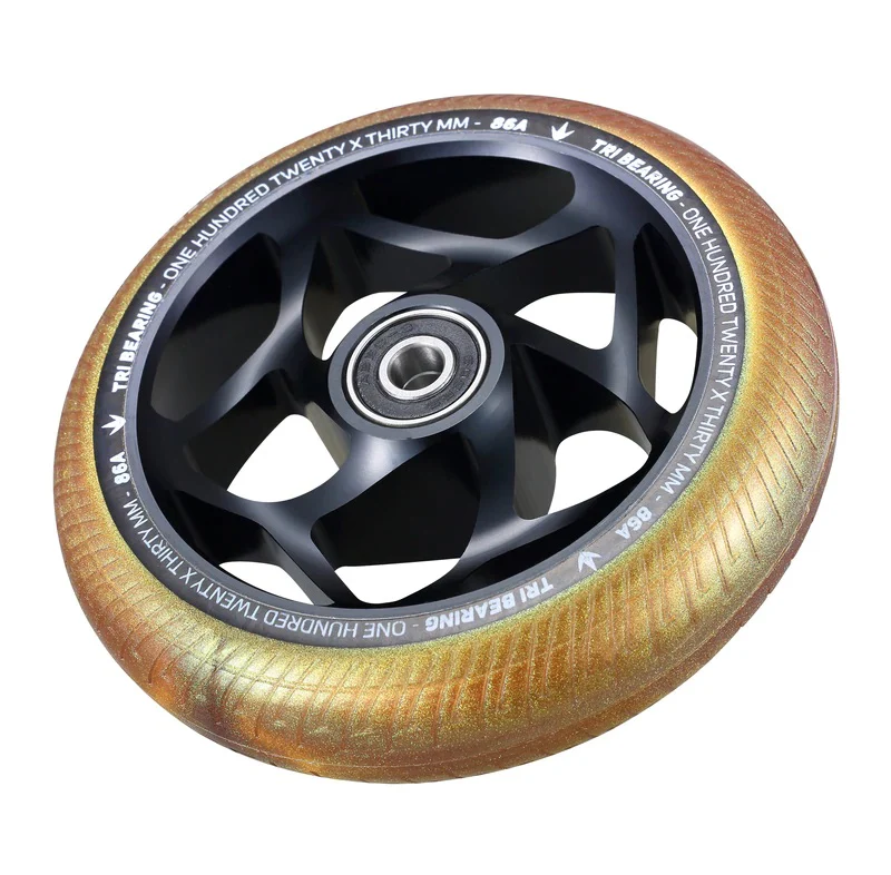 Envy Tri Bearing Scooter Wheels 120mm x 30mm - Black/Gold (Pair) - Image 2