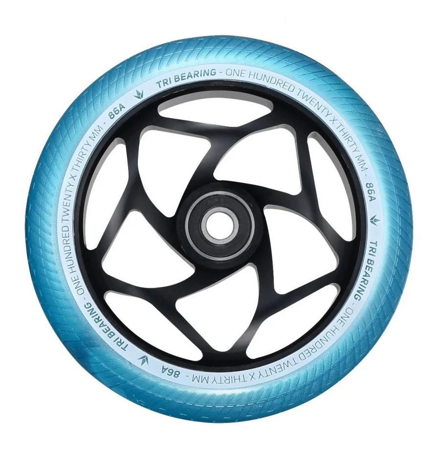 Envy Tri Bearing Scooter Wheels 120mm x 30mm - Black/Teal (Pair)