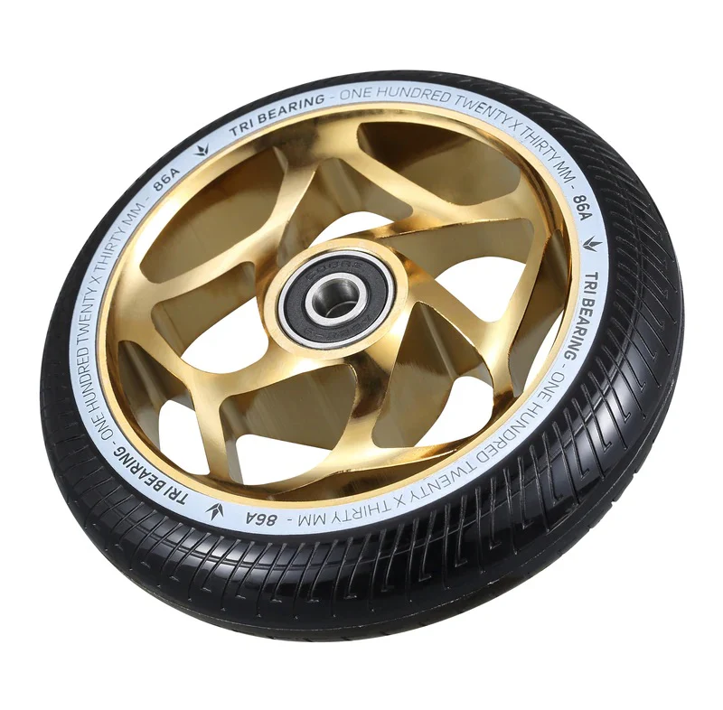 Envy Tri Bearing Scooter Wheels 120mm x 30mm - Gold/Black (Pair) - Image 2