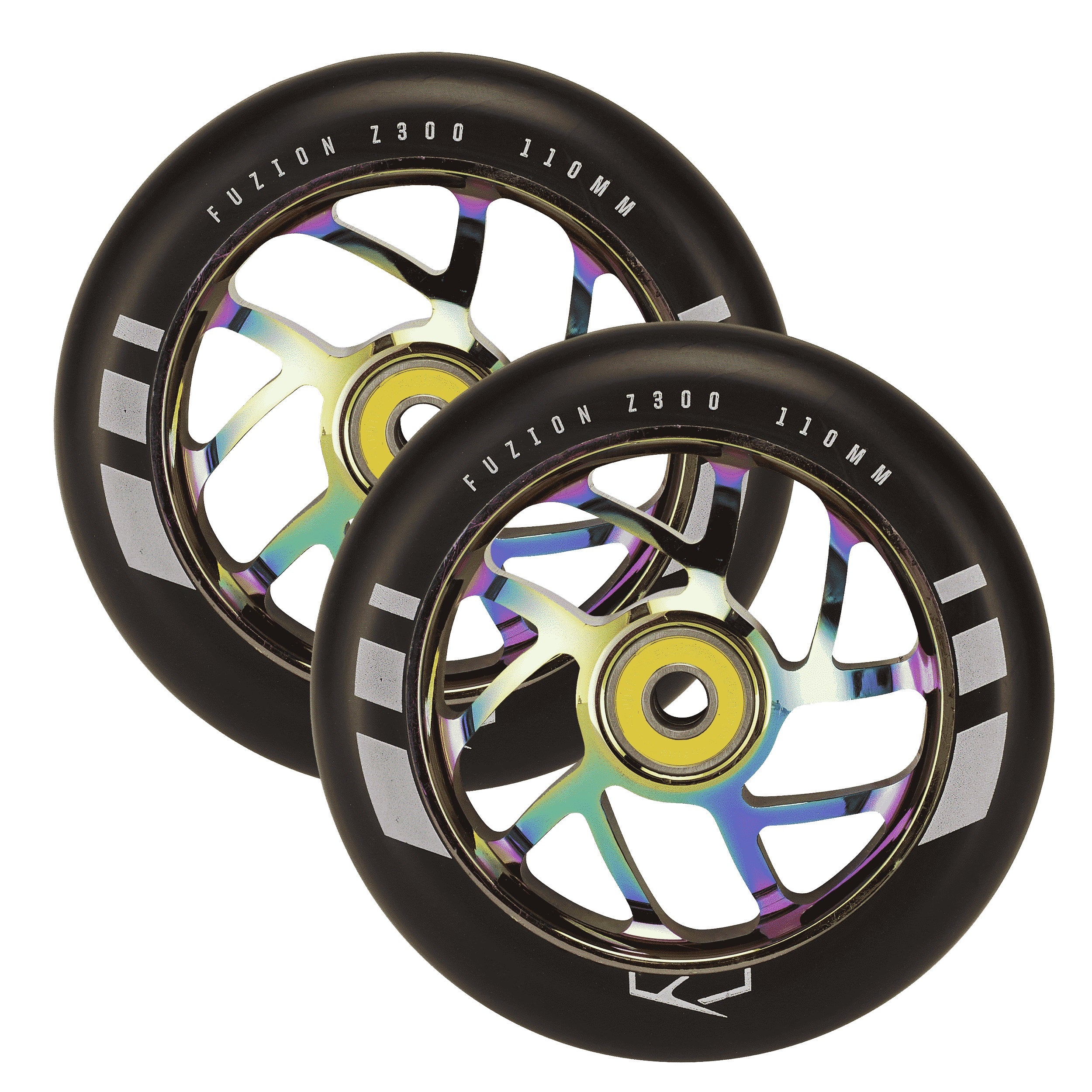 Fuzion Flight Wheels 110mm - Black/Neochrome Core (Pair) - Image 2