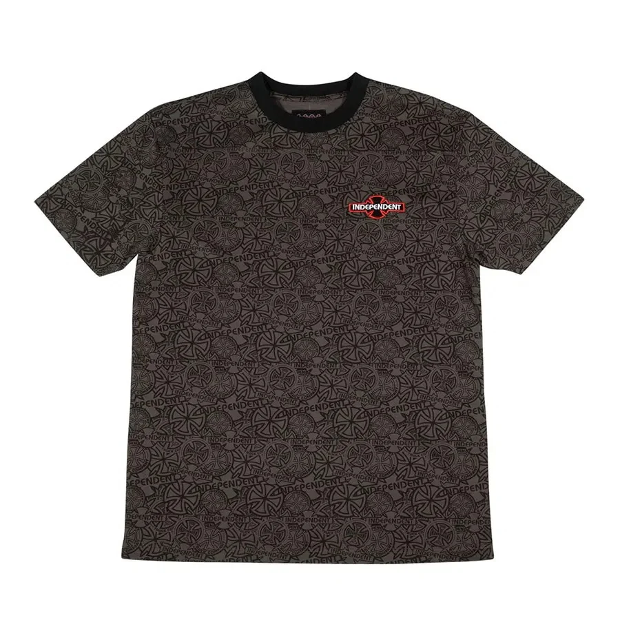 Independent Array Short Sleeve Mens T-Shirt - Charcoal/Black - Image 2