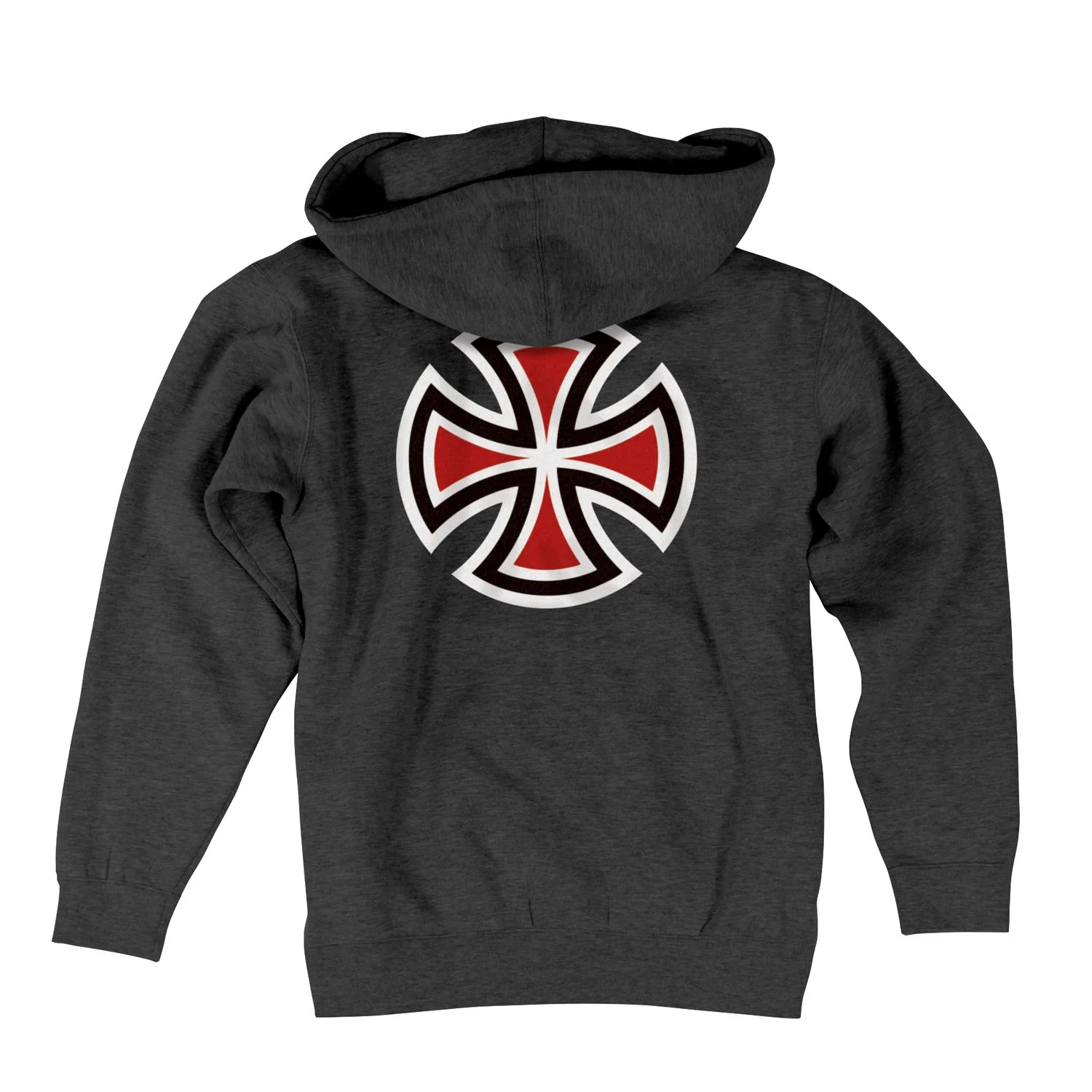 Independent Bar/Cross Pullover Hooded LS Men's Sweatshirt - Charcoal Heather - Image 2