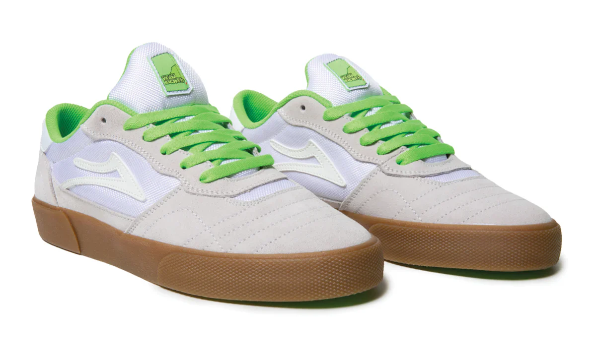 Lakai Shoes Cambridge SMU - White/UV Green Suede - Image 2
