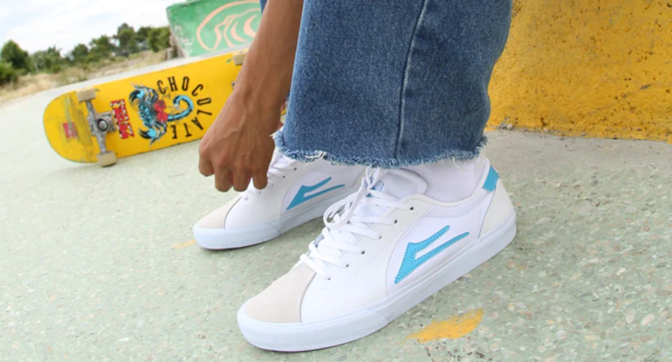 Lakai Shoes Flaco II - White/Cyan Leather - Image 5
