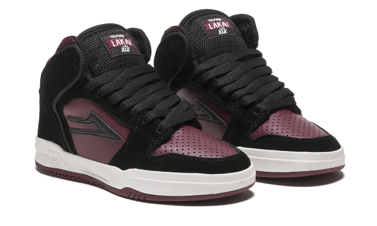 Lakai Shoes Telford Kids - Black/Burgundy Suede - Image 2