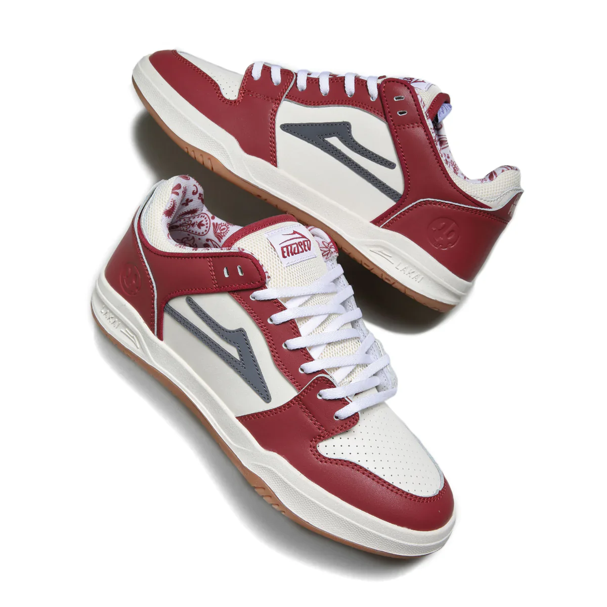 Lakai Shoes Telford Low - Dark Red/Cream Leather - Image 2