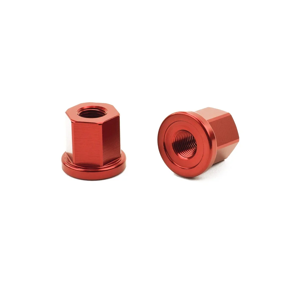 Mission BMX 3/8" Aluminum Axle Nuts - Red