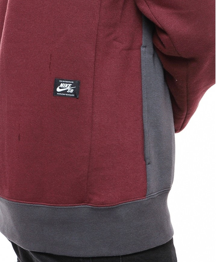 Nike SB Icon Blocked Hoodie - Black/Burgundy - Image 2