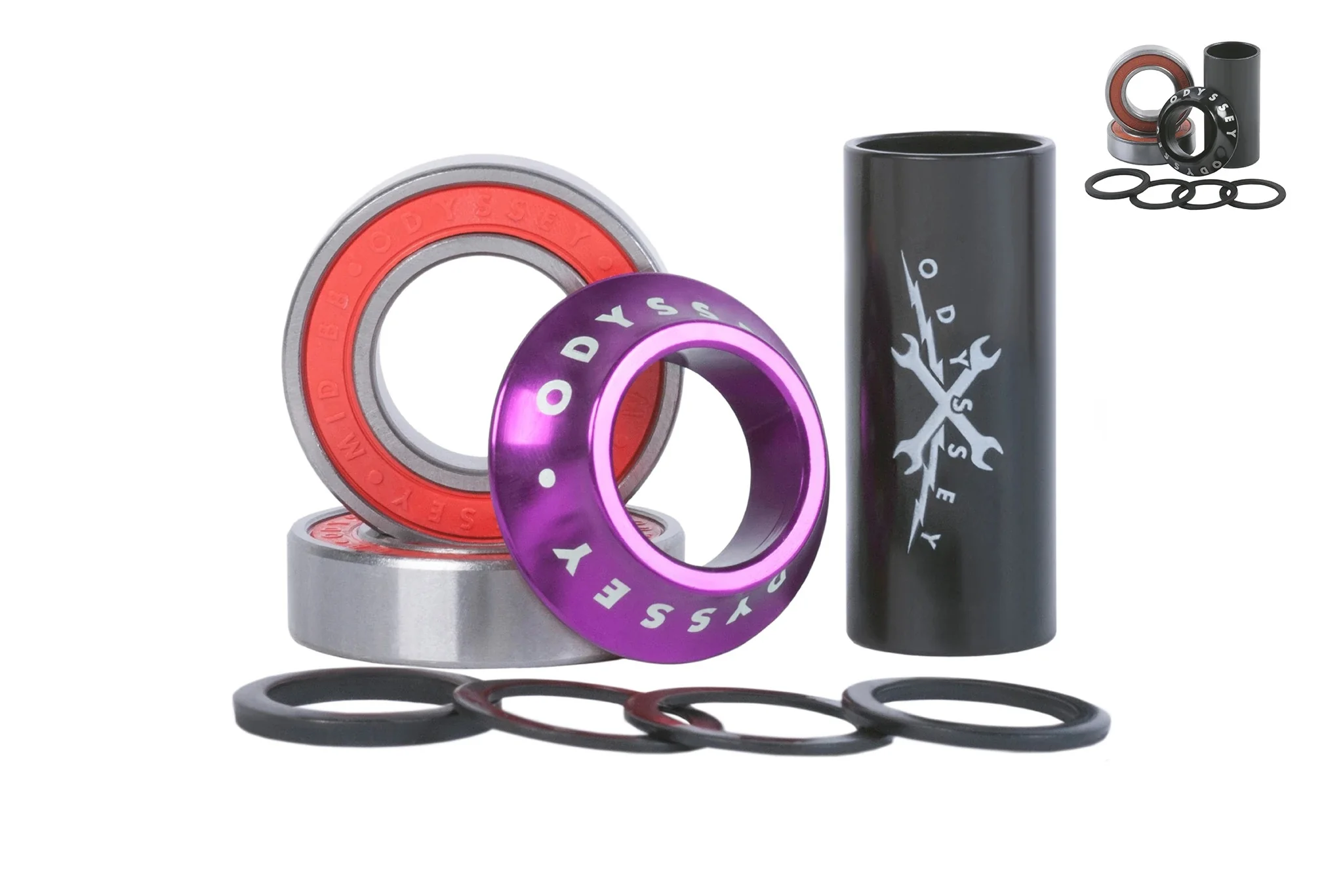 Odyssey BMX Mid Bottom Bracket 22mm Kit - Anodized Purple