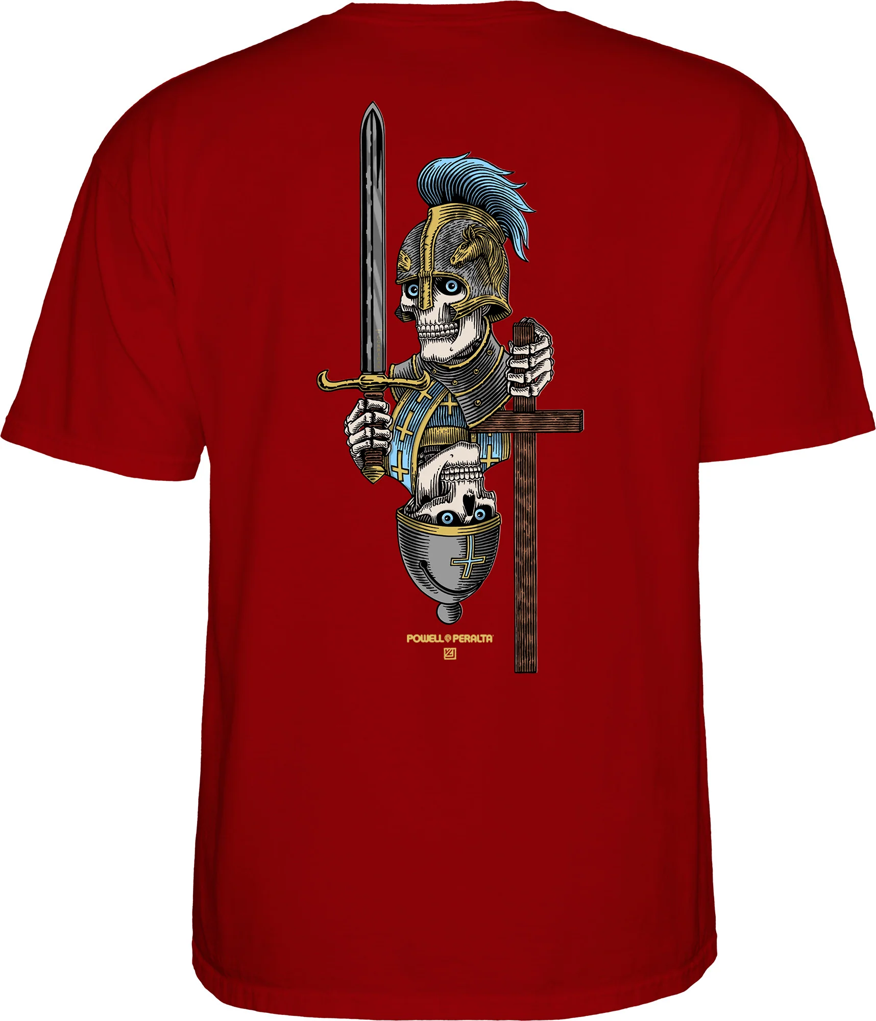 Powell Peralta Dan Corrigan Chess Skulls T-Shirt - Burgundy - Image 3