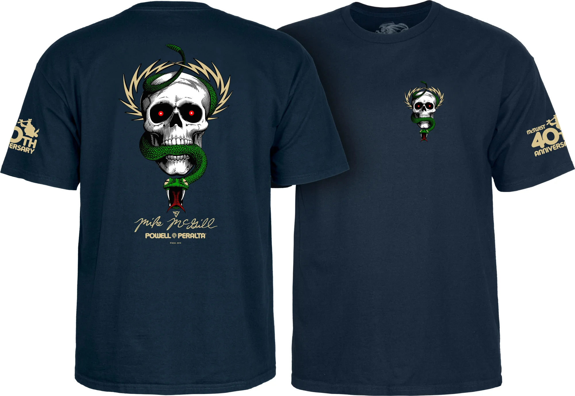 Powell Peralta McGill Skull and Snake 40th Anniversary T-shirt - Navy - Image 2
