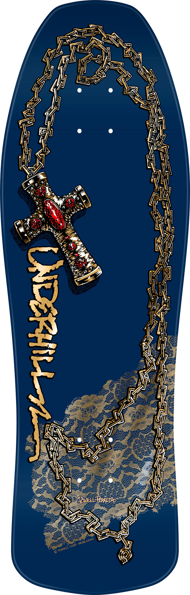 Powell Peralta OG Ray Underhill Chain & Cross Deck - 10" Navy/Gold Foil **PRE-ORDER**