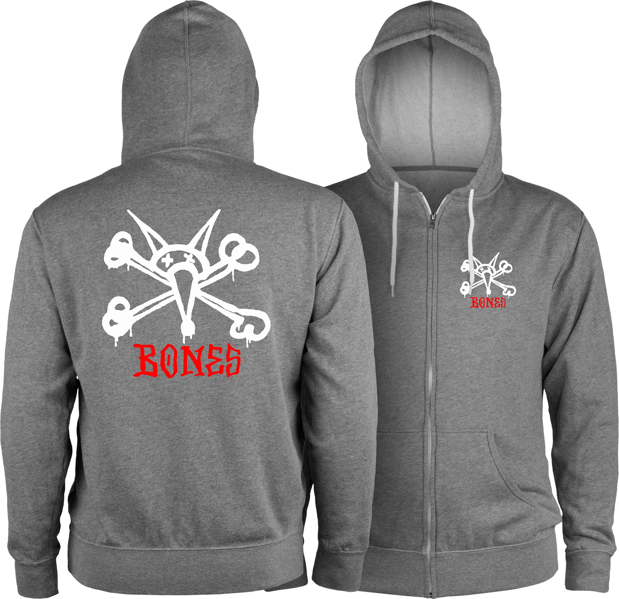 Powell Peralta Rat Bones Lightweight Zip Hoodie - Gunmetal Heather