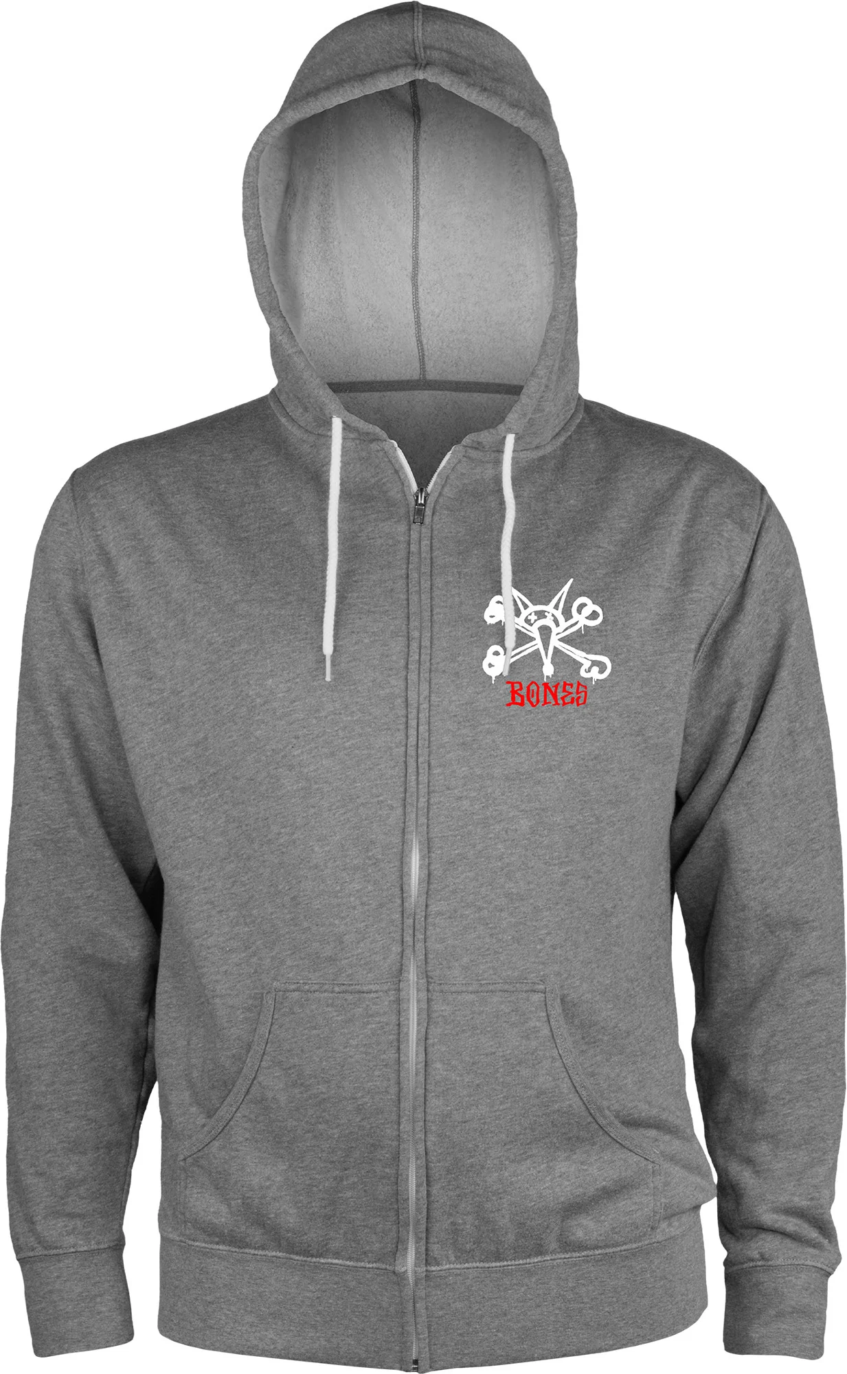 Powell Peralta Rat Bones Lightweight Zip Hoodie - Gunmetal Heather - Image 2