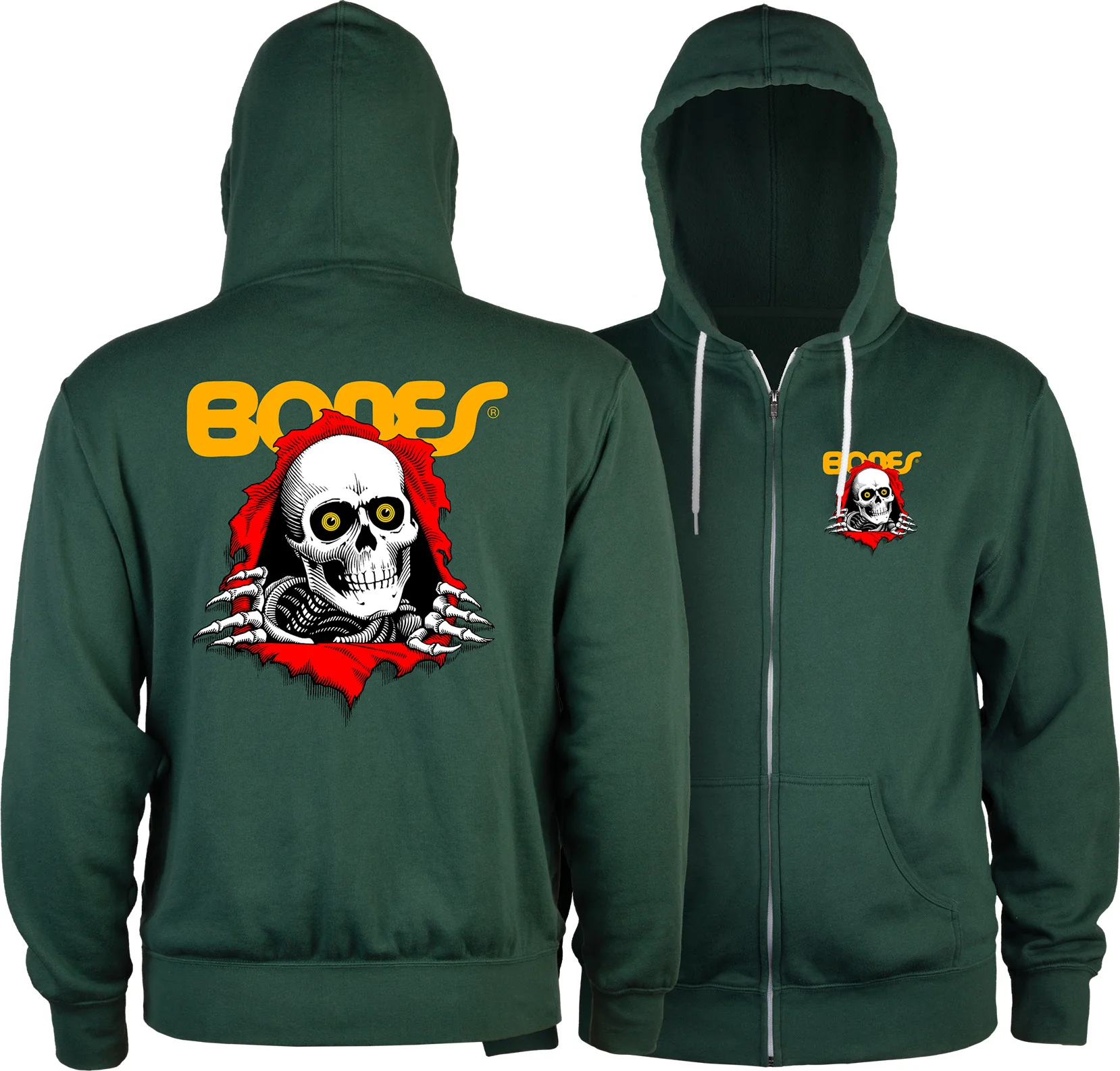 Powell Peralta Ripper Lightweight Zipper Hooded Sweatshirt - Alpine Green