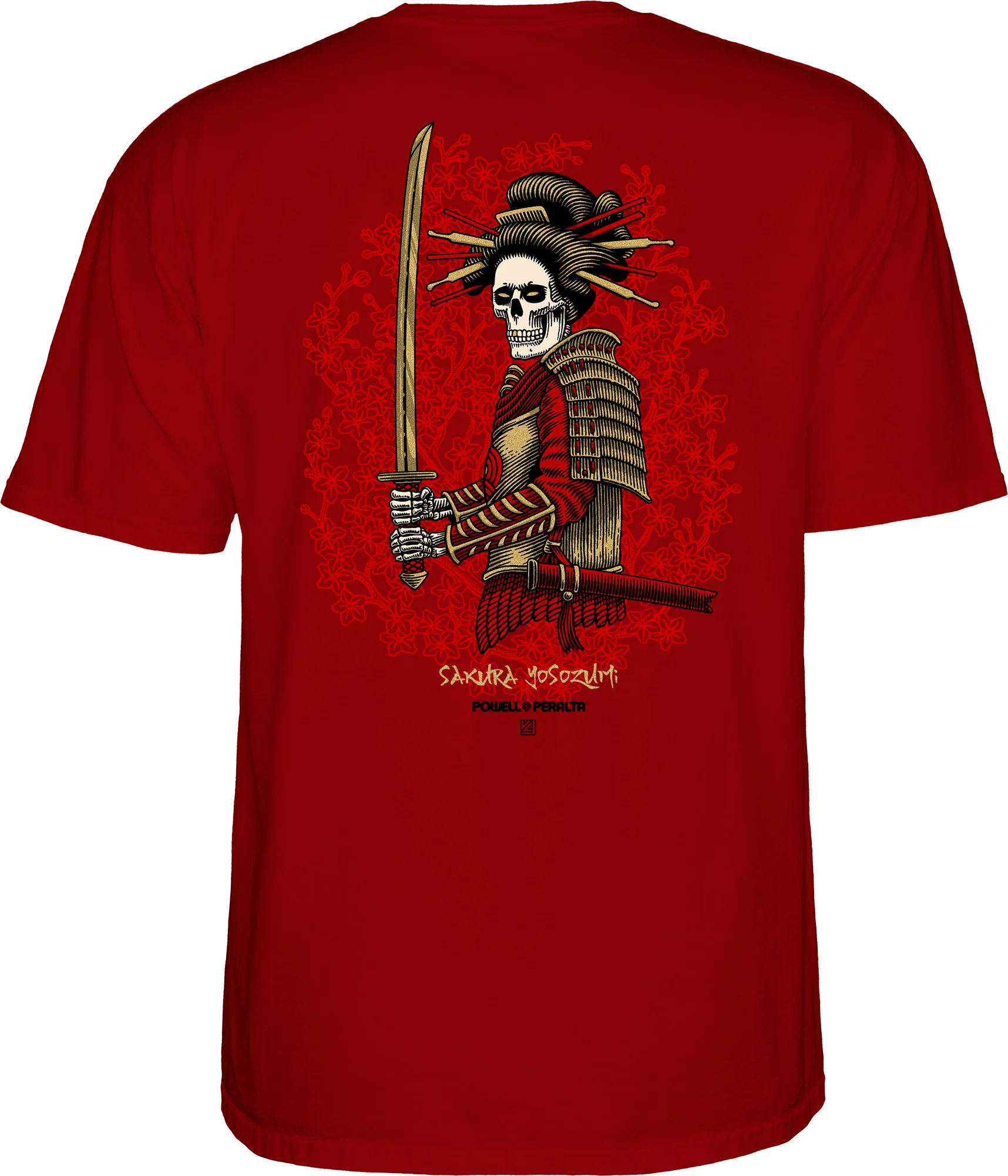 Powell Peralta Sakura Yosozumi Onna-Bugeisha T-shirt - Burgundy - Image 3