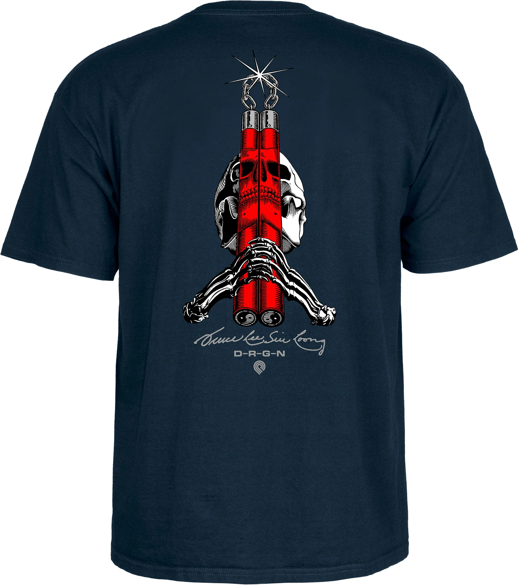 Powell Peralta Skull & Nunchucks Bruce Lee Collab T-shirt - Navy - Image 2