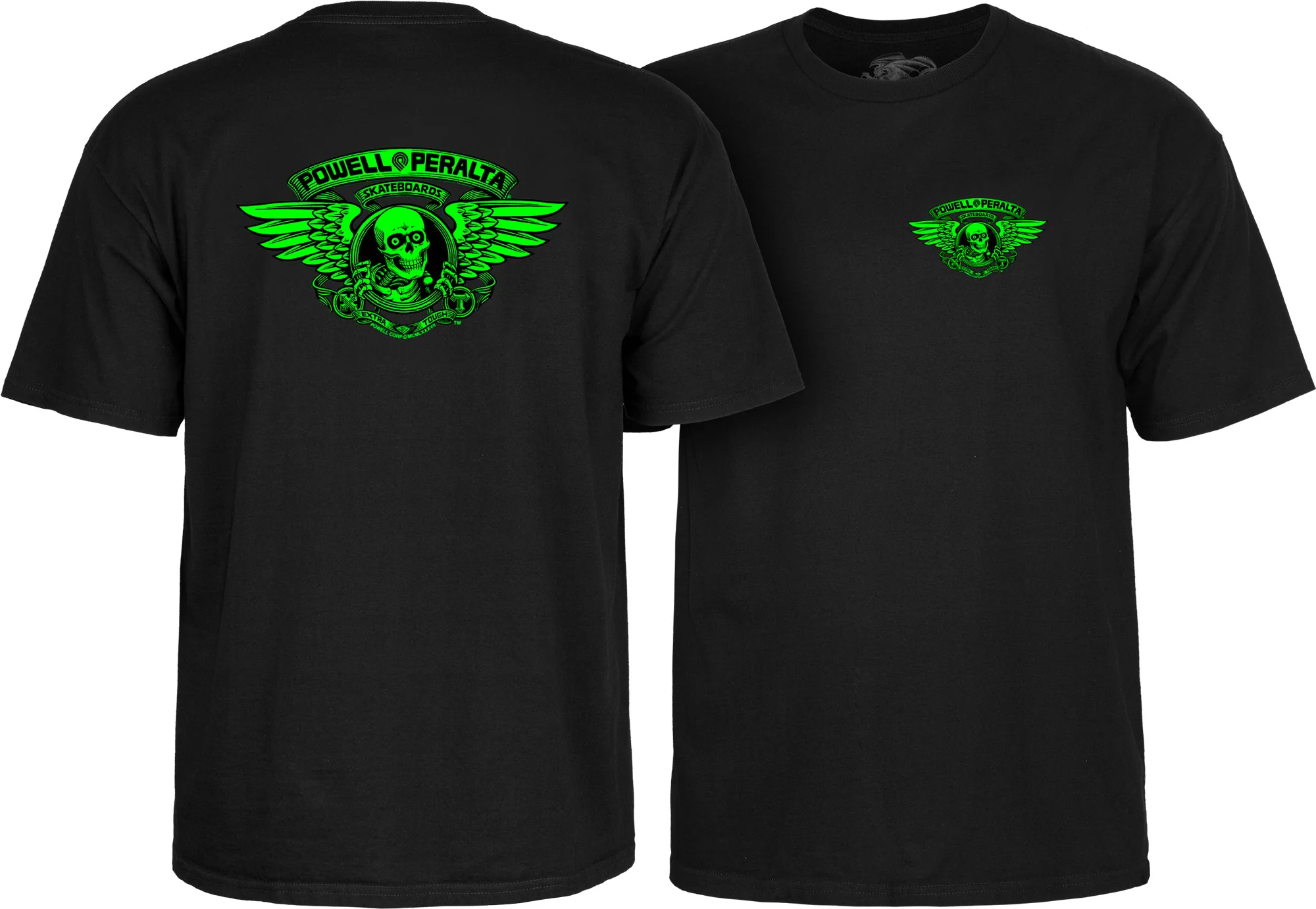 Powell Peralta Winged Ripper T-Shirt - Green Blacklight Black - Image 3