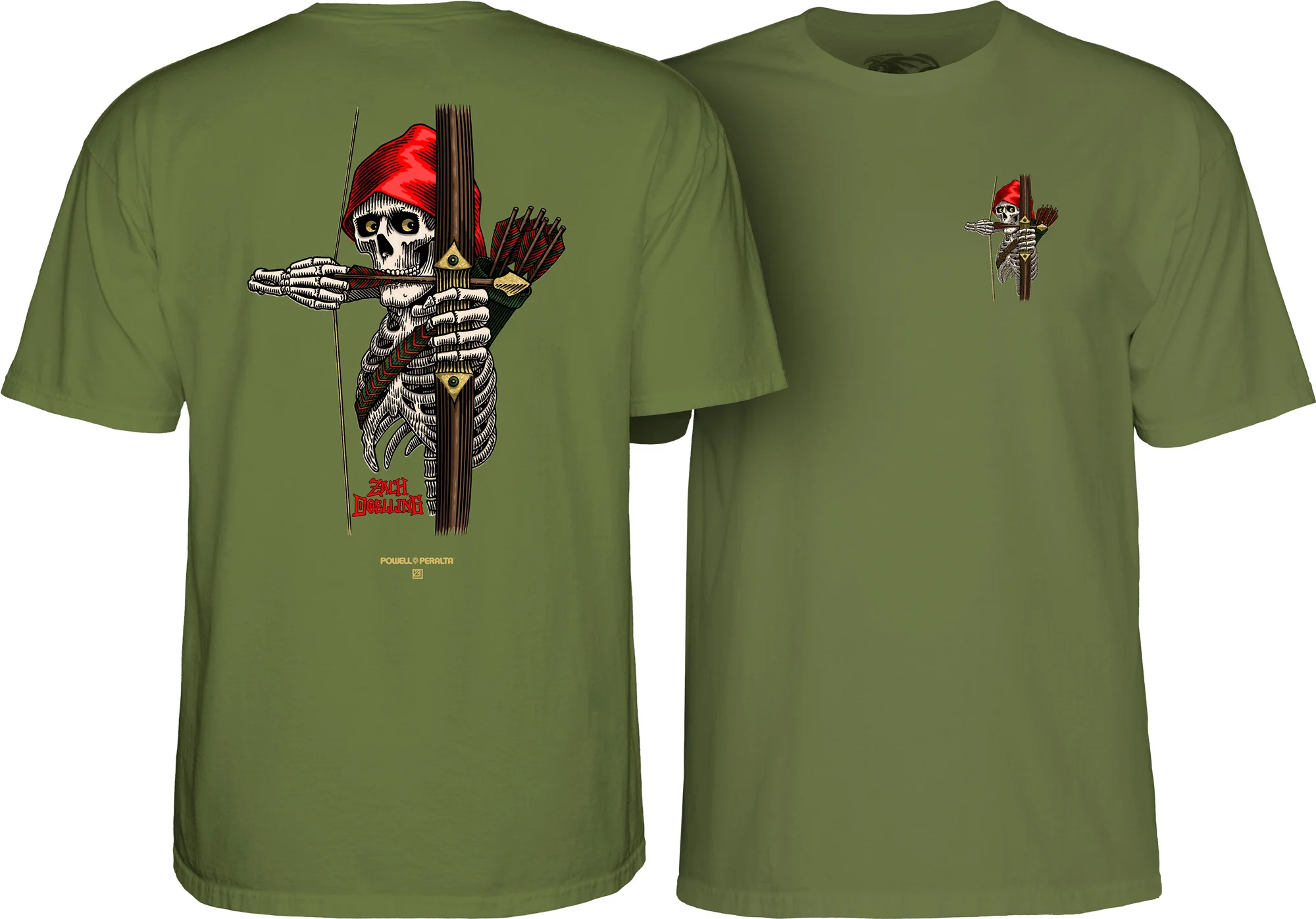 Powell Peralta Zach Doelling Archer T-Shirt - Military Green