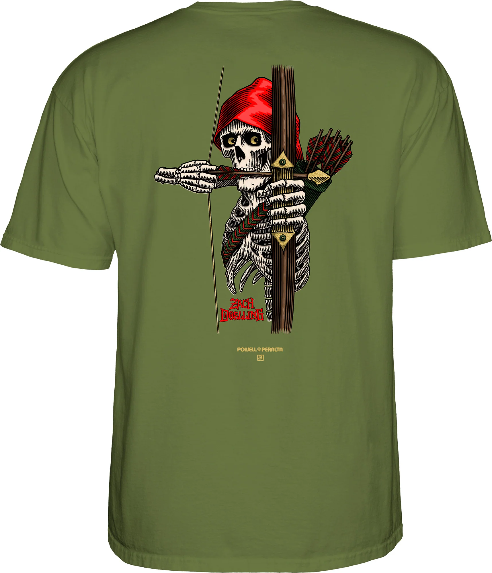Powell Peralta Zach Doelling Archer T-Shirt - Military Green - Image 3