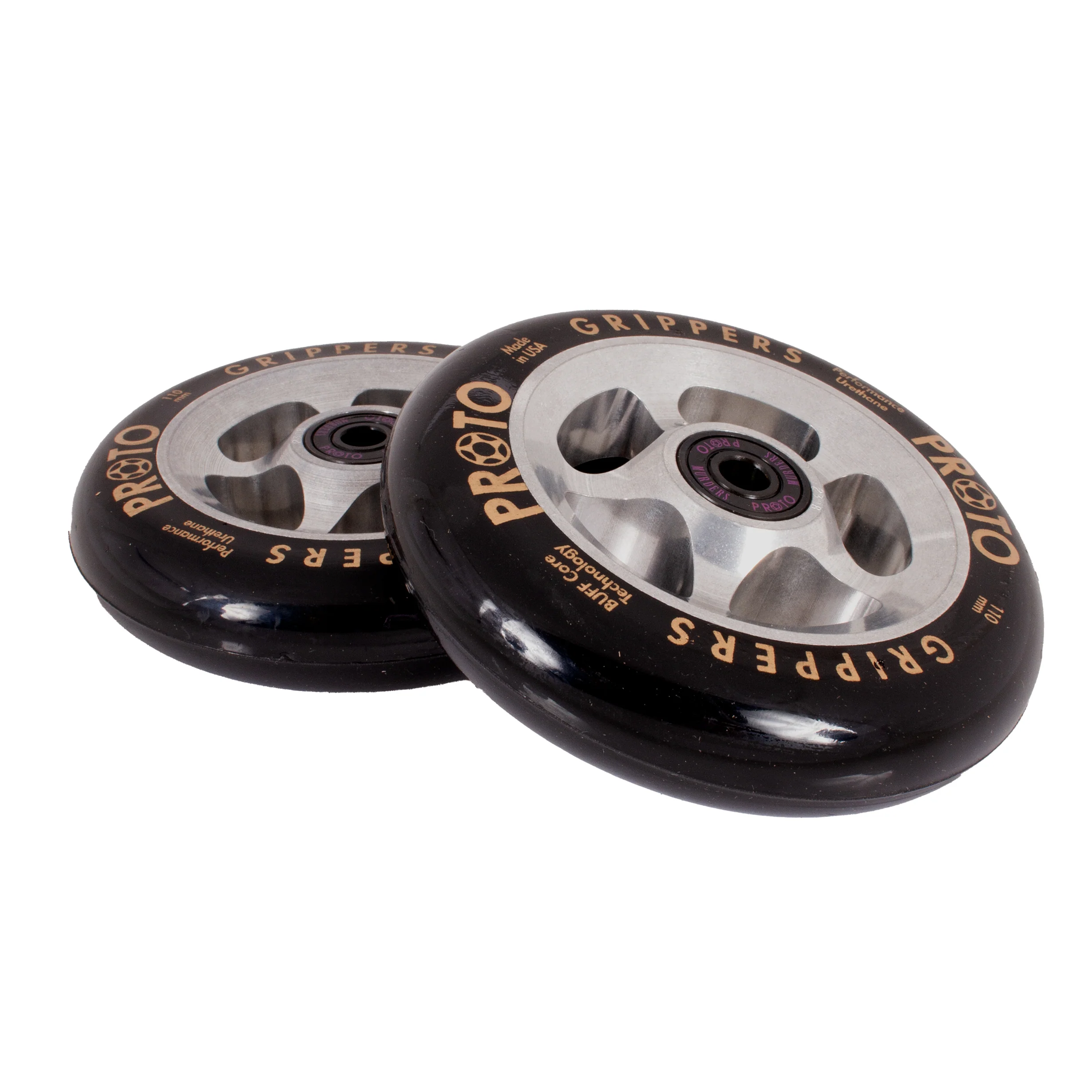 Proto Raw Grippers Wheels 110mm - Black on Raw (Pair) - Image 2