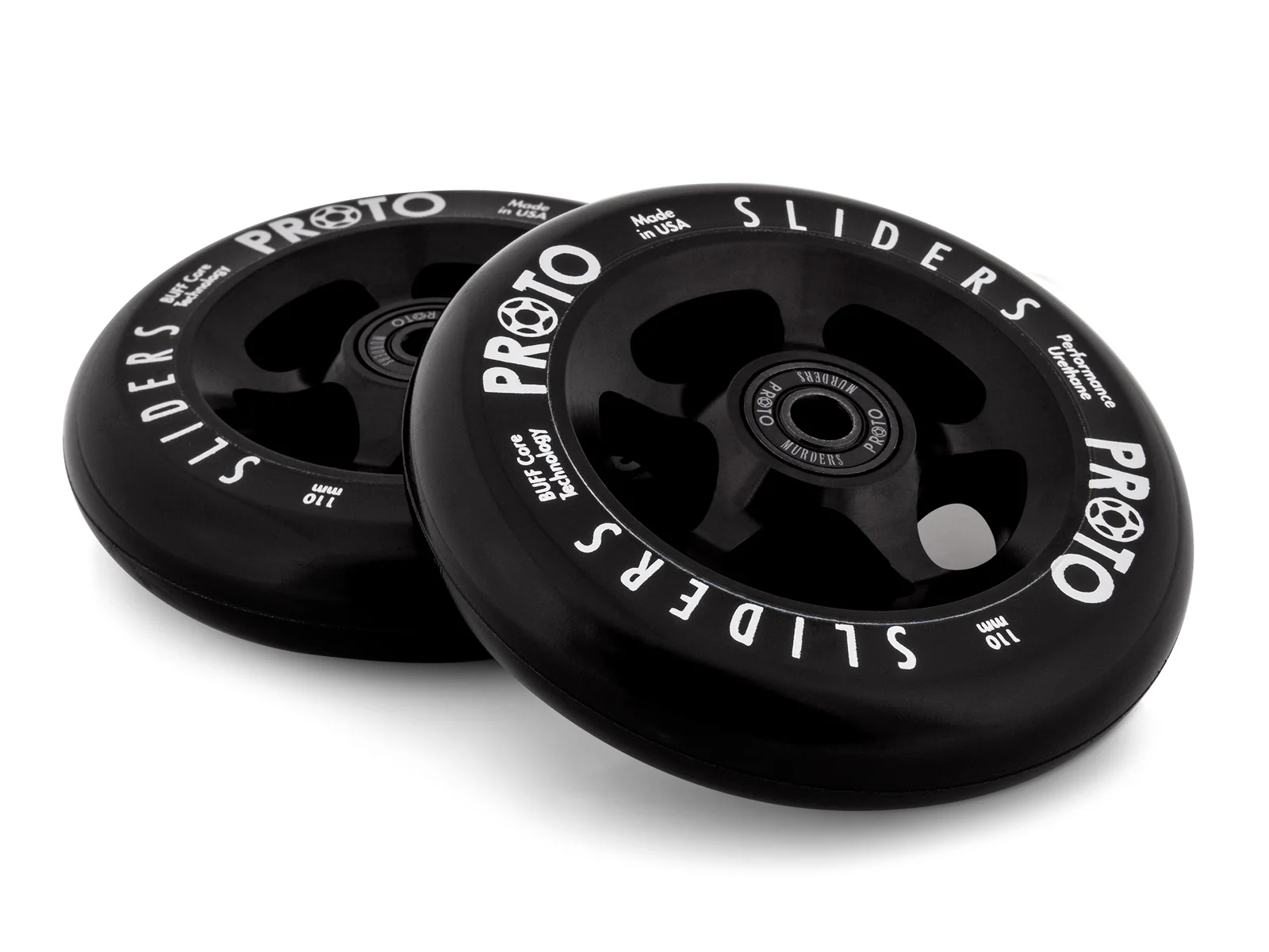 Proto Classic Sliders Wheels 110mm - Black on Black (Pair) - Image 2