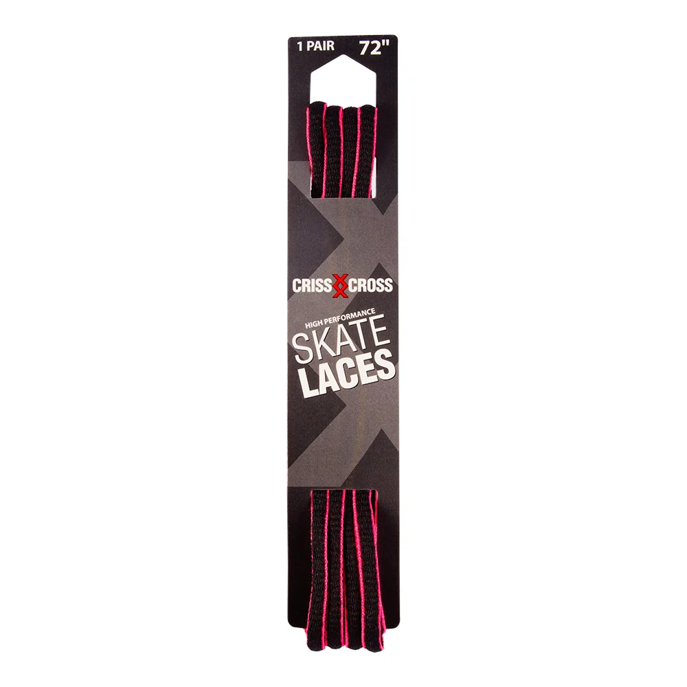 Riedell Criss Cross Skate Laces Skinny 3/8″ Width - Black/Pink