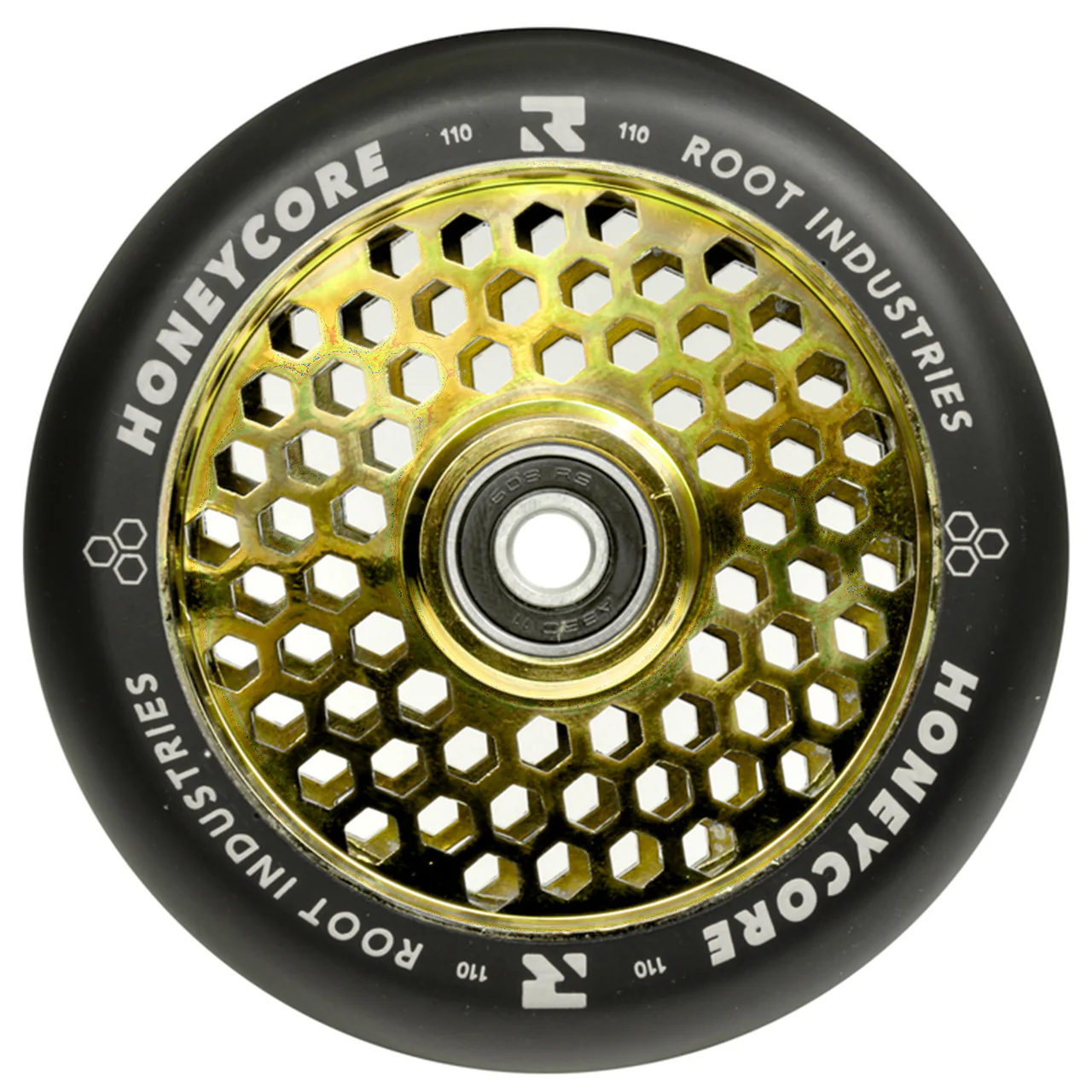 Root Industries HoneyCore Wheels 110mm - Black/Gold Rush (Pair) - Image 2