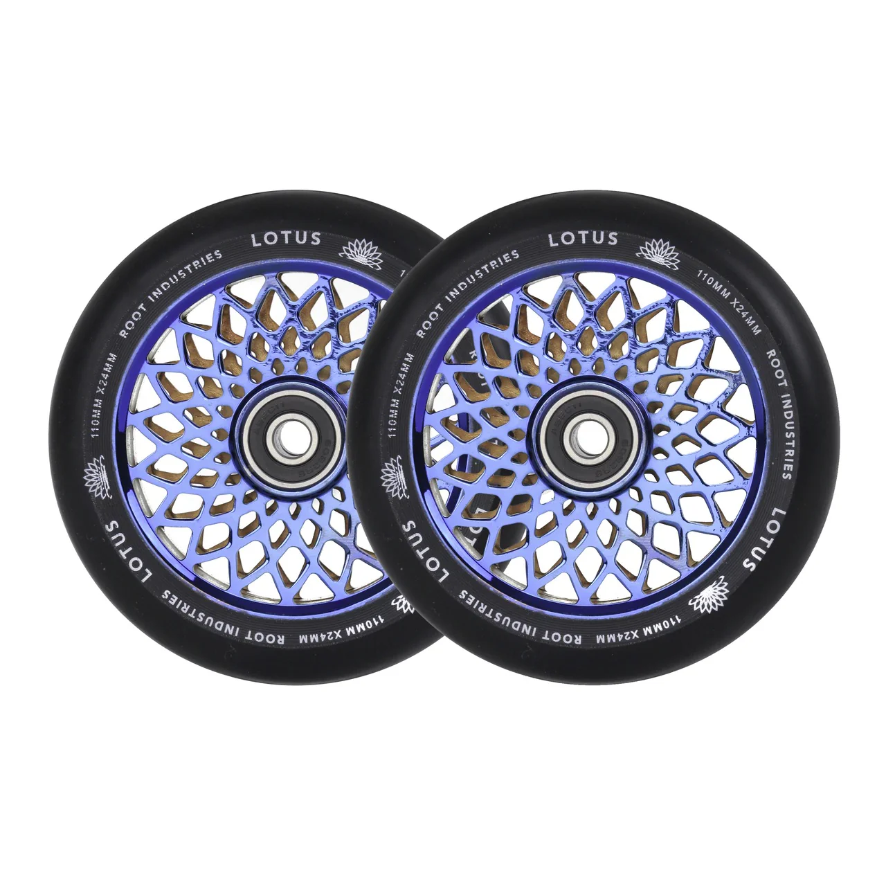 Root Industries 110mm X 24mm Lotus Wheels - Black/Blu-ray (Pair) - Image 2
