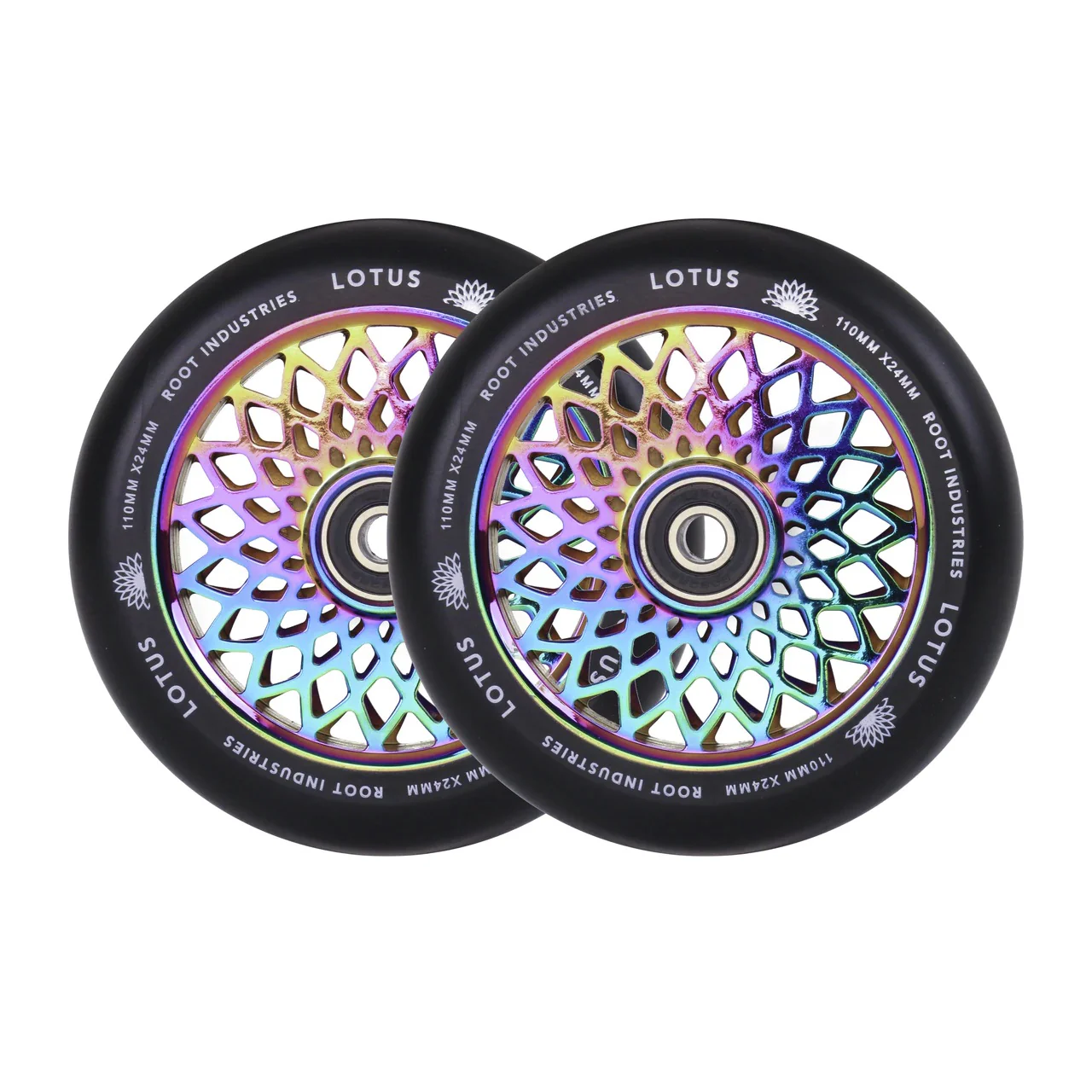 Root Industries 110mm X 24mm Lotus Wheels - Black/Rocket Fuel (Pair) - Image 2