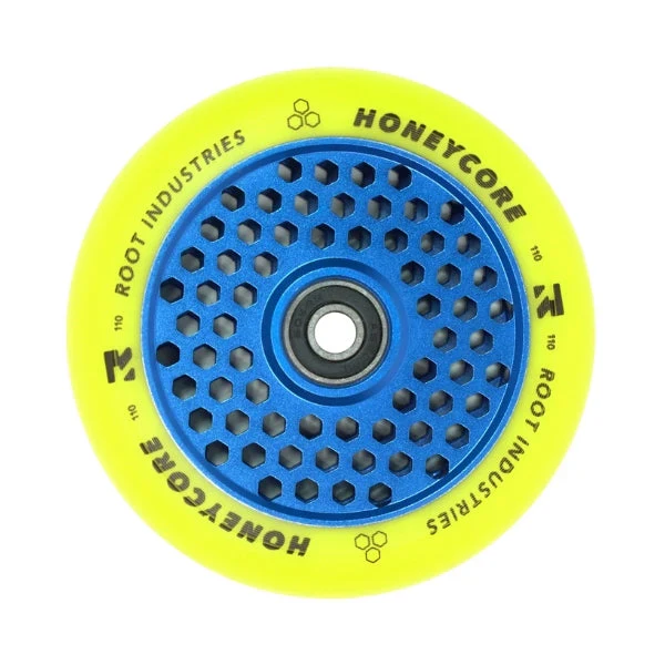 Root Industries HoneyCore Wheels 110mm - Yellow/Blue (Pair) - Image 3