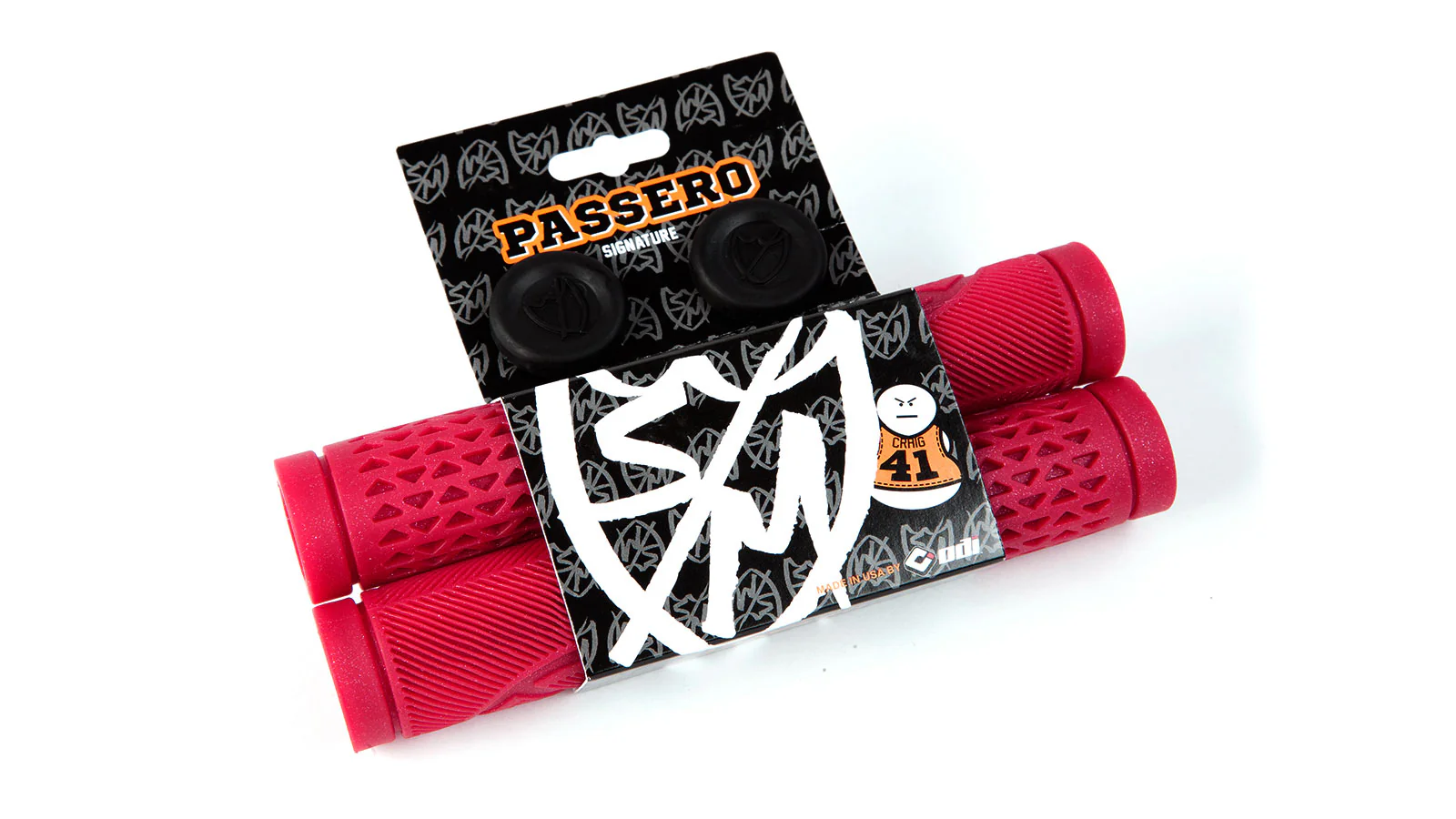 S&M Bikes BMX Passero Grips - Trans Red/Gold Flake - Image 2