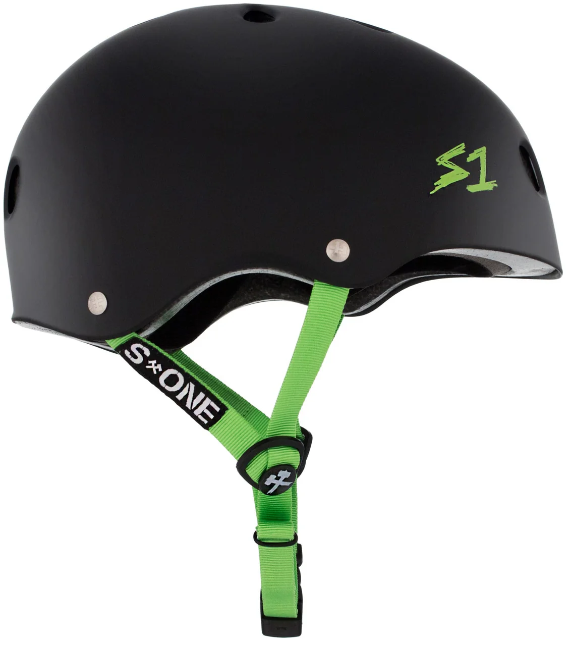 S1 Lifer Helmet - Black Matte/Bright Green Straps - Image 3