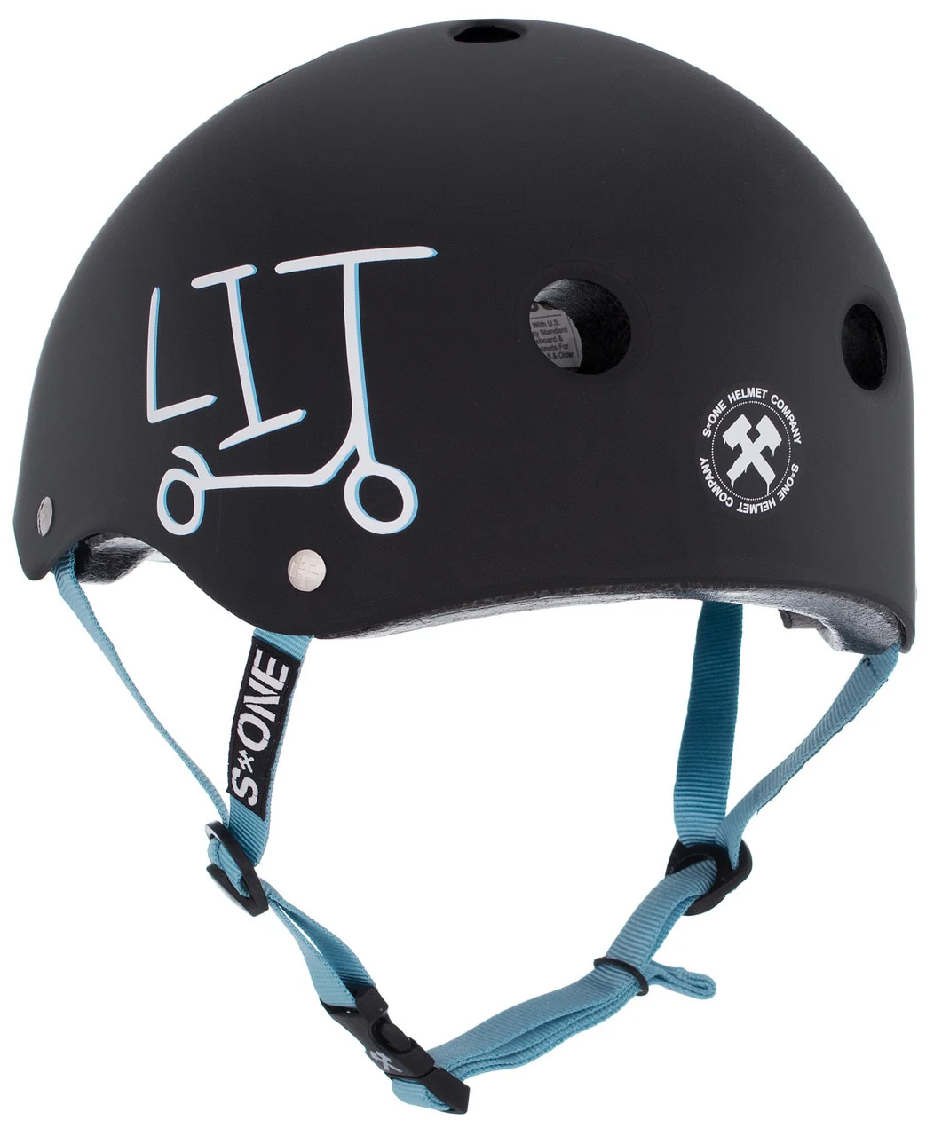 S1 Lifer Helmet - Black Matte/Light Blue Straps - Undialed LIT Collab - Image 3