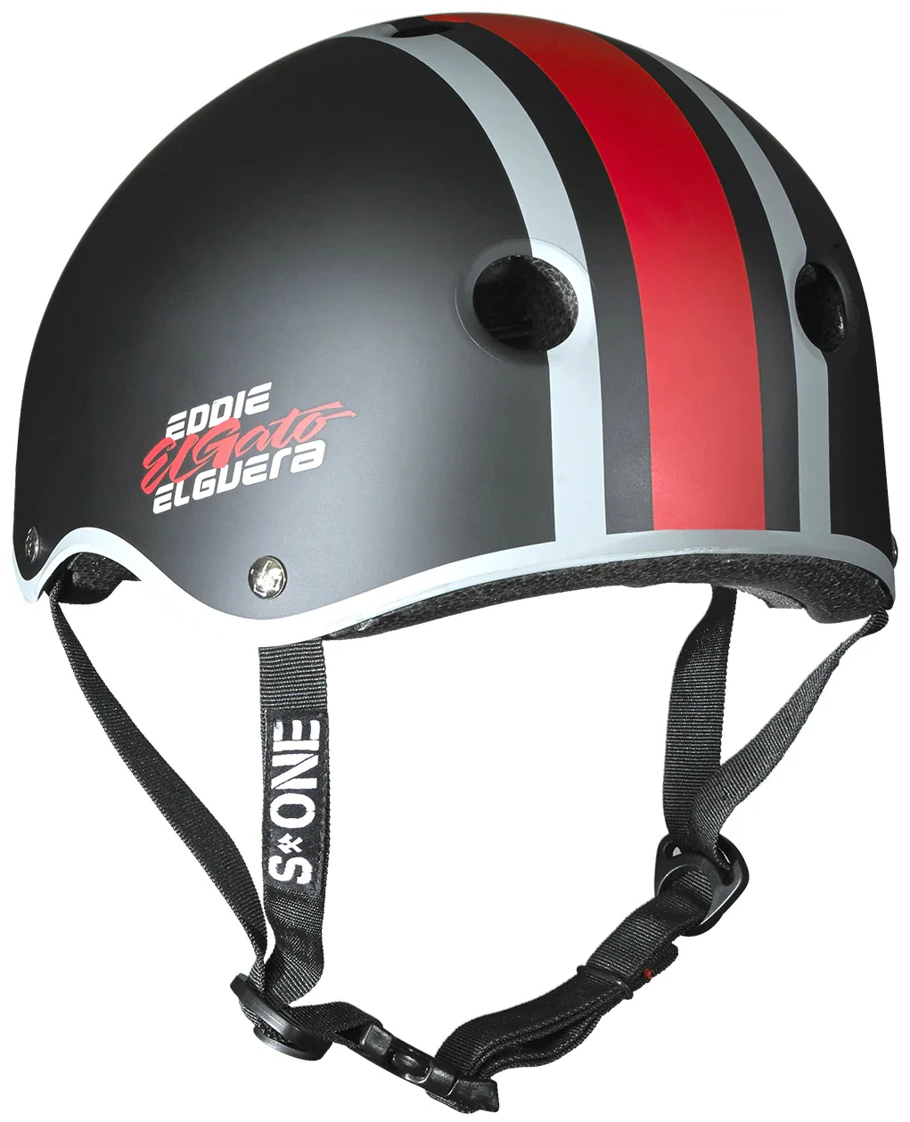 S1 Lifer Helmet - Eddie Elguera-Black Matte/Red & Grey Stripes - Image 4