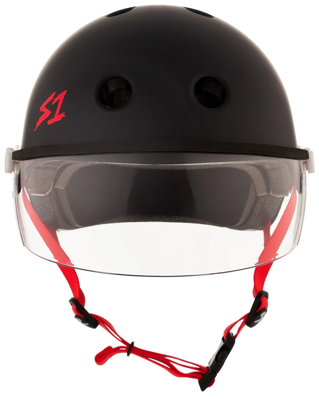S1 Lifer Visor Gen 2 Helmet - Black Matte/Red Straps - Image 2