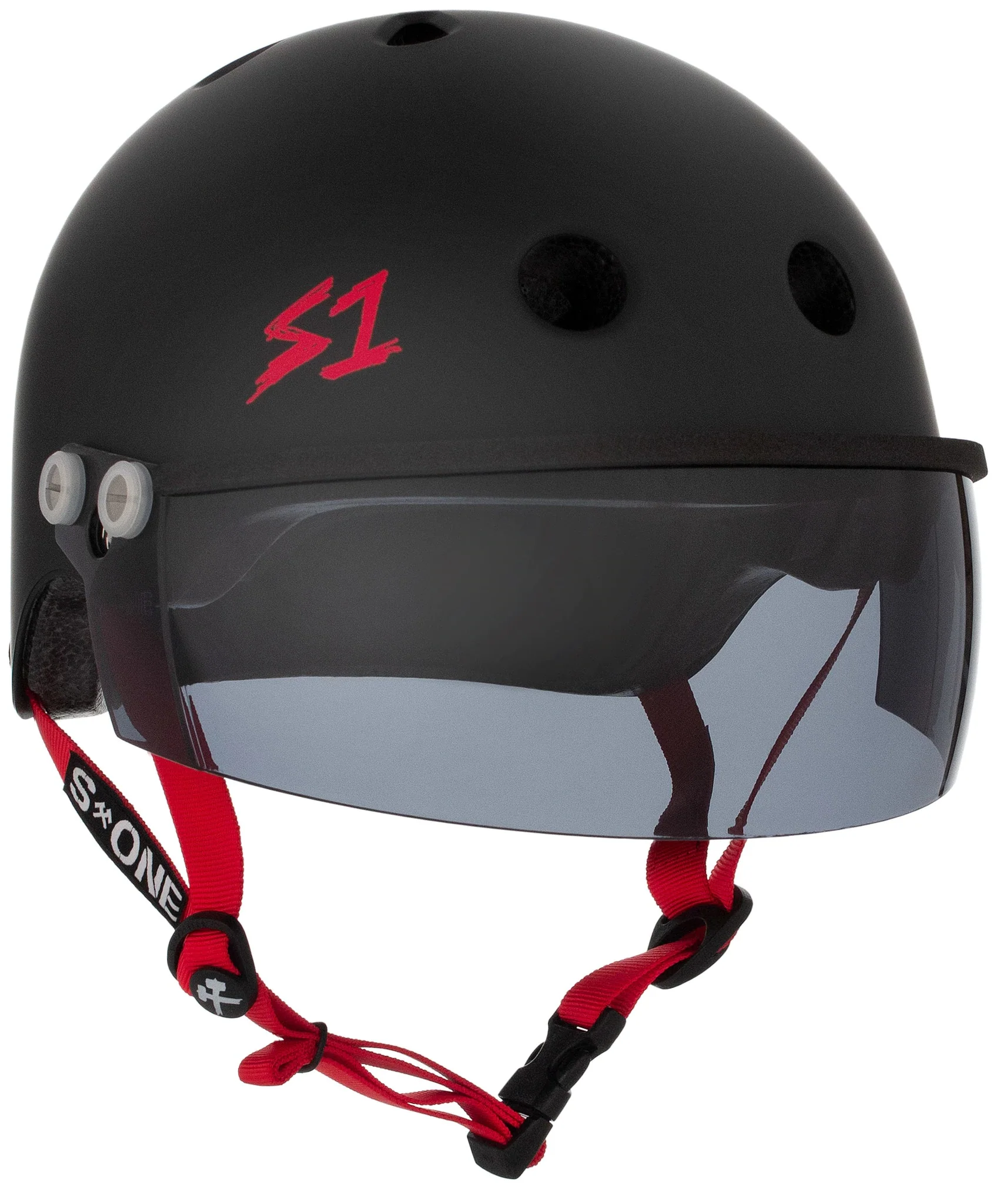 S1 Lifer Visor Gen 2 Helmet - Black Matte/Red Straps - Image 5