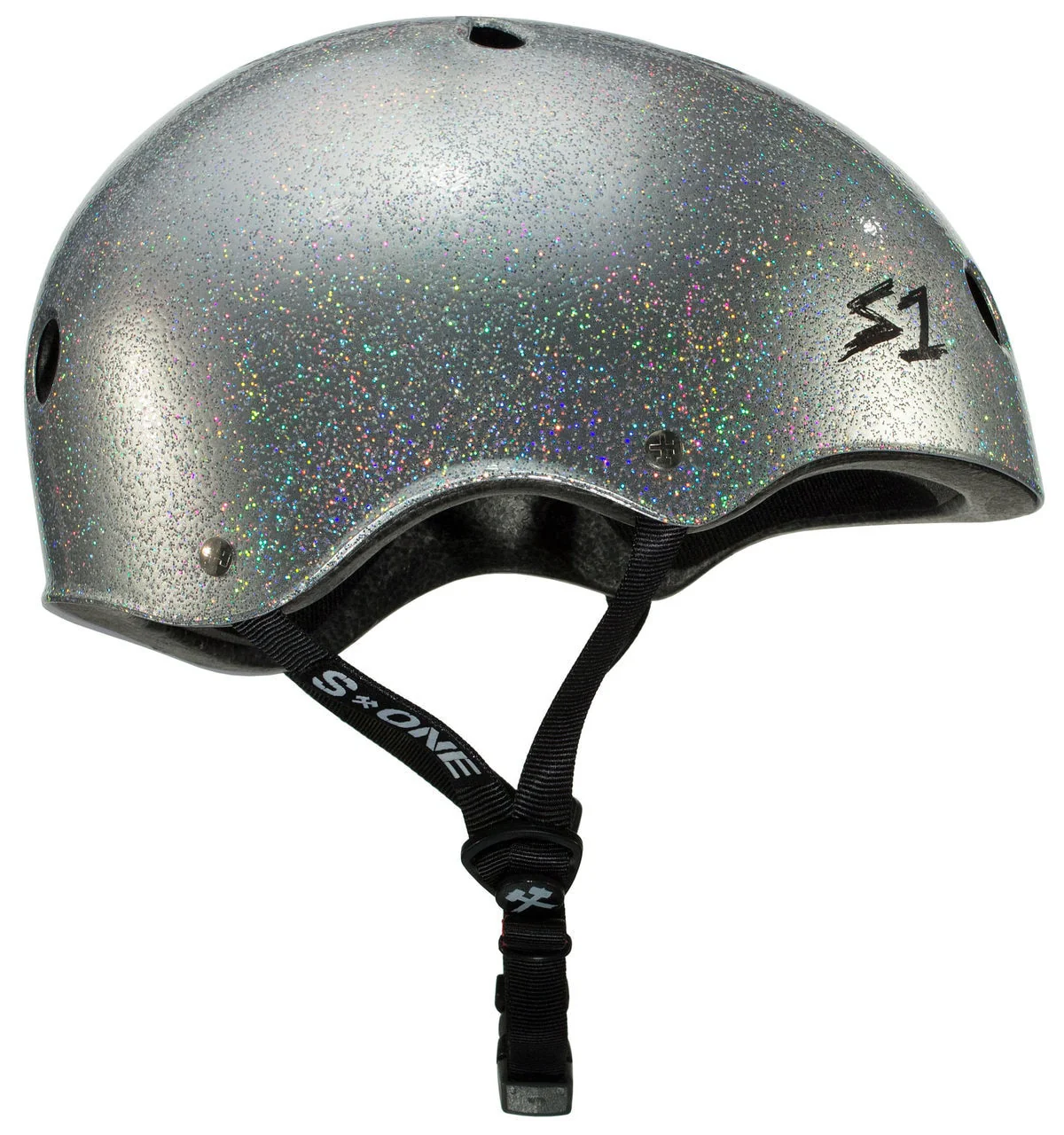 S1 Mega Lifer Helmet - Silver Gloss Glitter - Image 2
