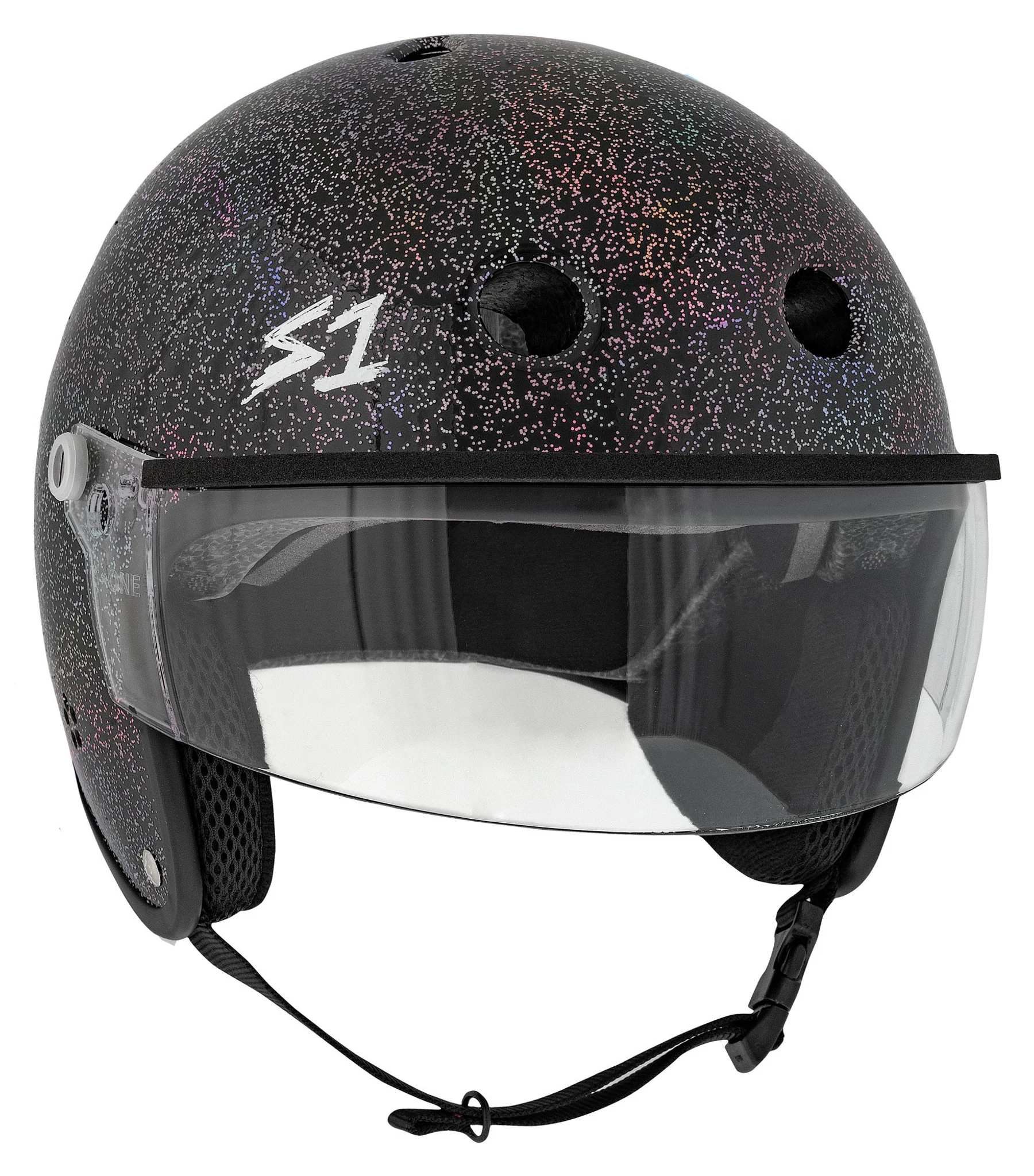 S1 Retro Lifer E-Helmet - Black Gloss Glitter - Image 11