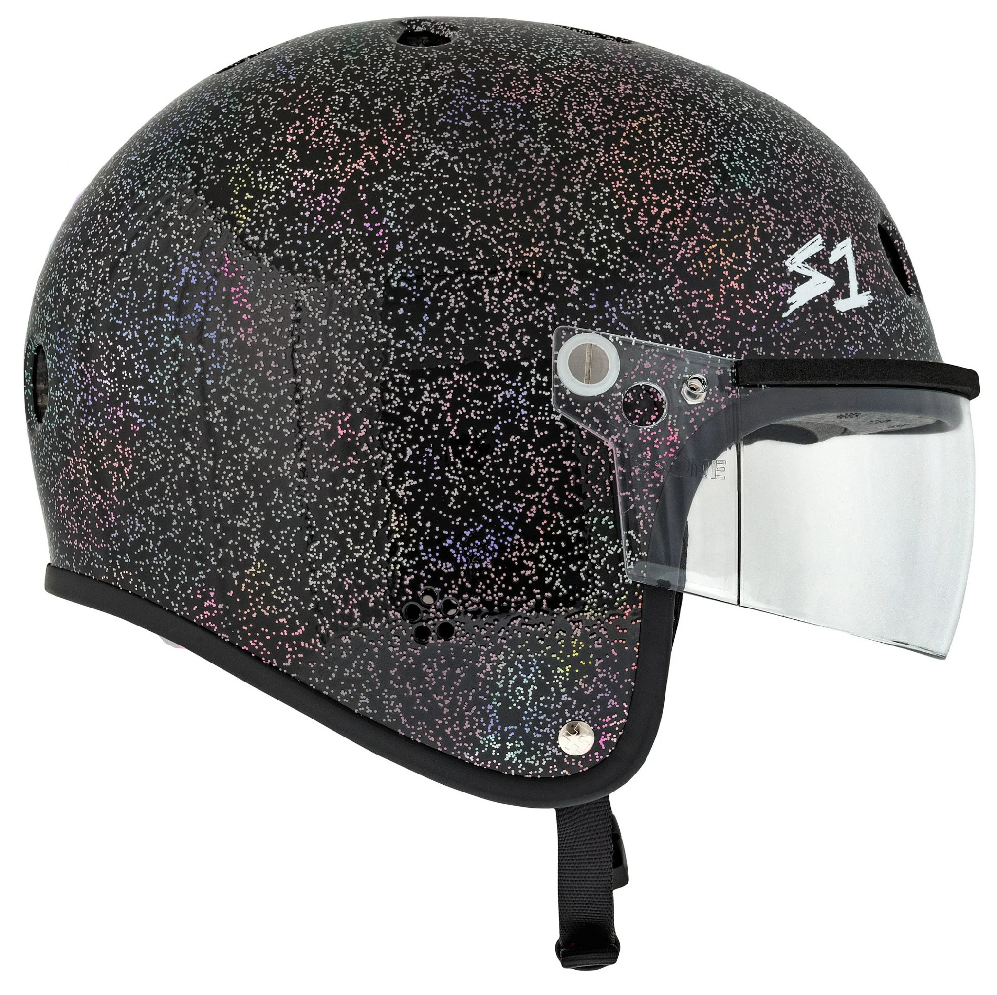 S1 Retro Lifer E-Helmet - Black Gloss Glitter - Image 12