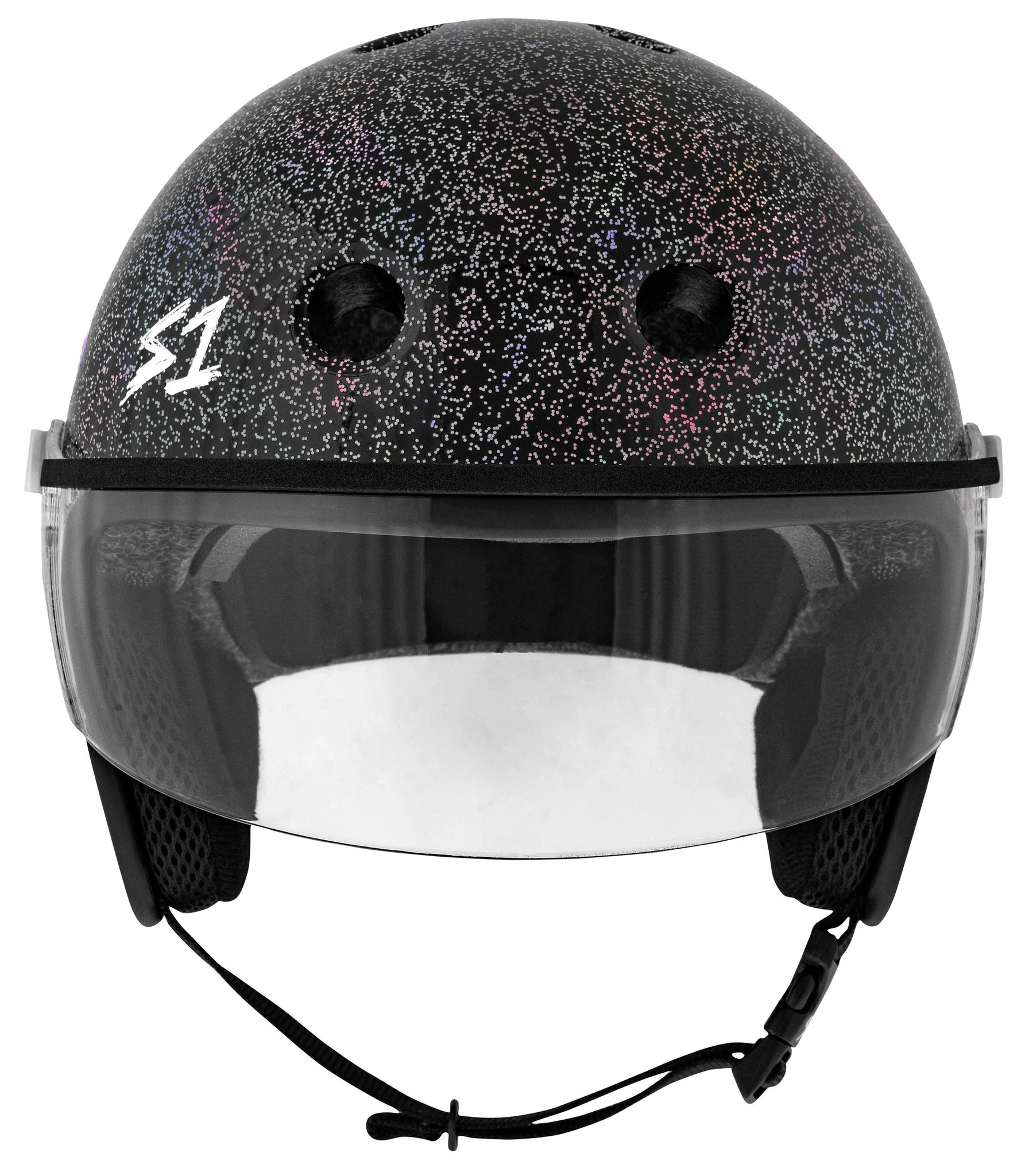 S1 Retro Lifer E-Helmet - Black Gloss Glitter - Image 13